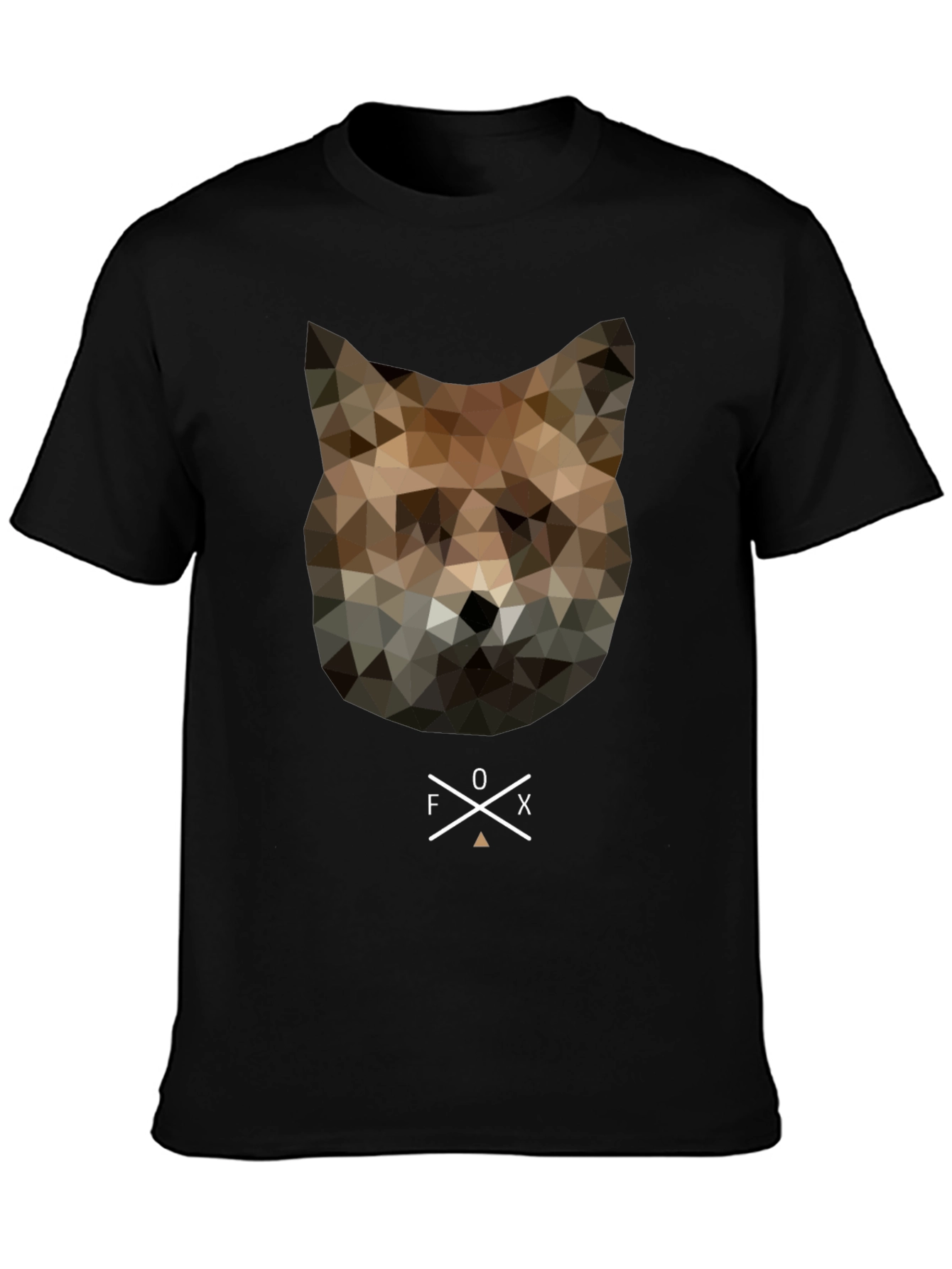 Black Geometric Fox Head Graphic Tee - Unique Men's T-Shirt view 3