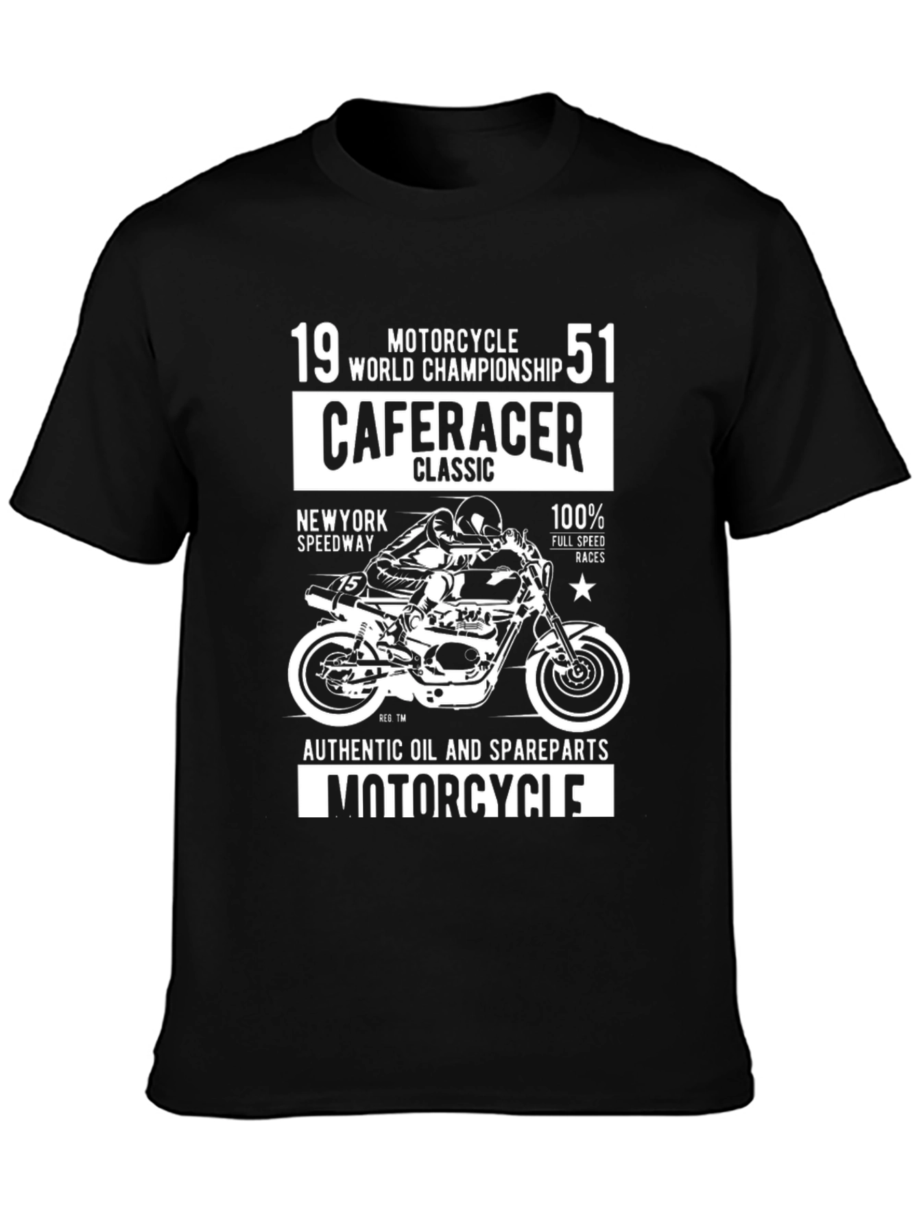 Black Cafe Racer Motorcycle T-Shirt - Vintage Graphic Tee view 3