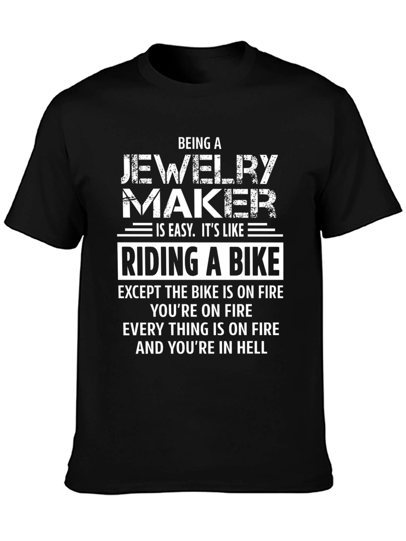 Black Jewelry Maker Riding Bike Funny T-Shirt view 3
