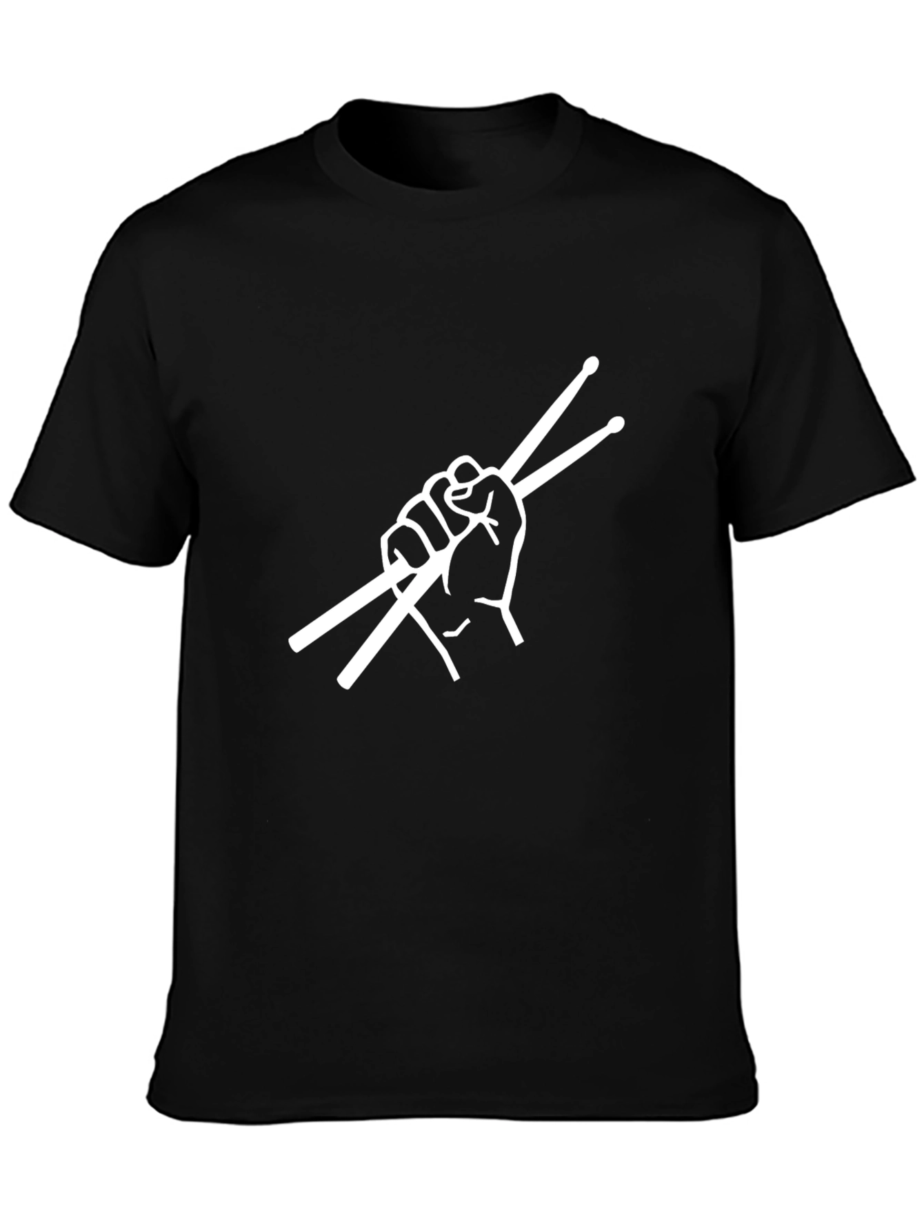 Black Drummer's Hand T-Shirt - Black Cotton Tee view 3