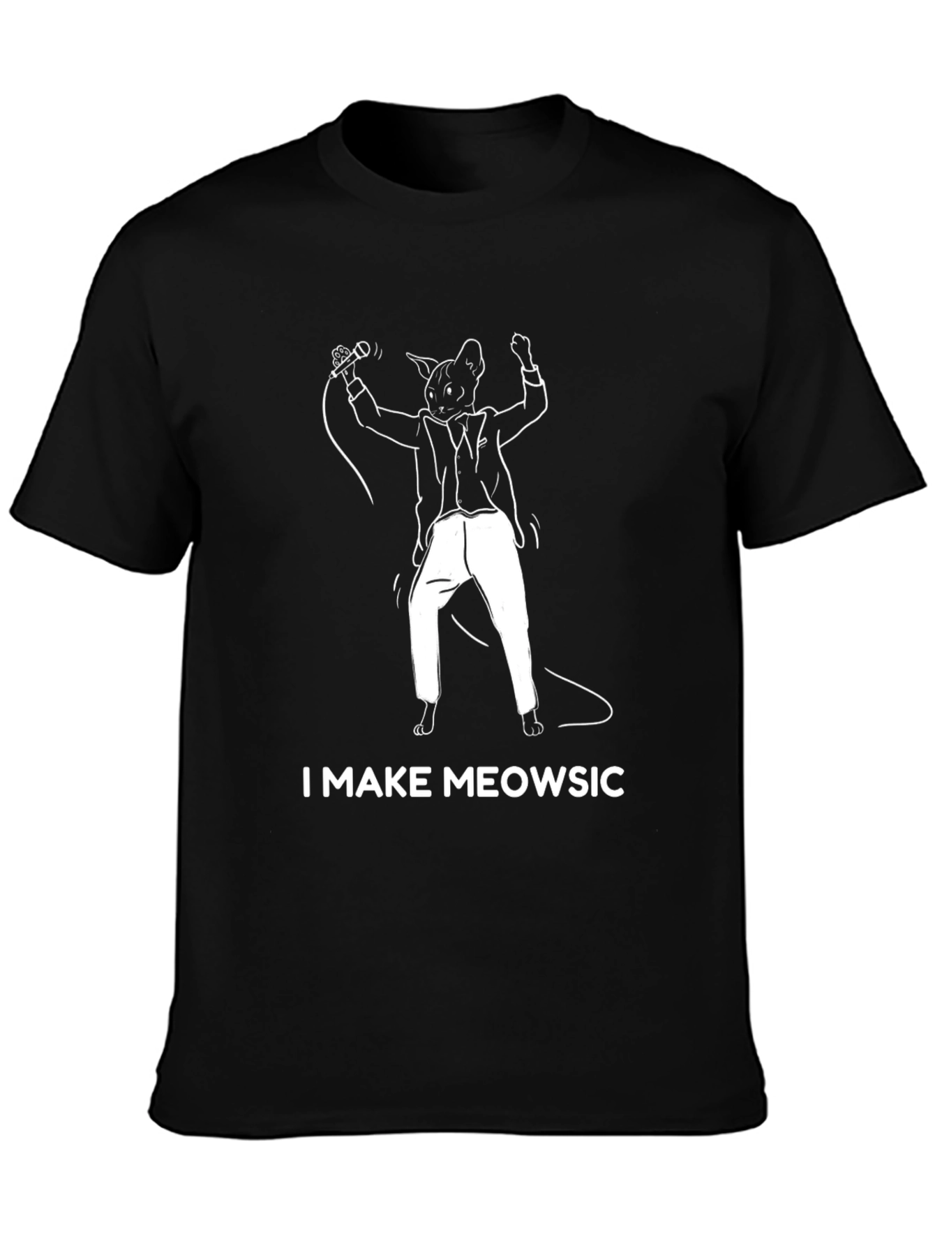 Black I Make Meowsic Funny Cat T-Shirt view 3