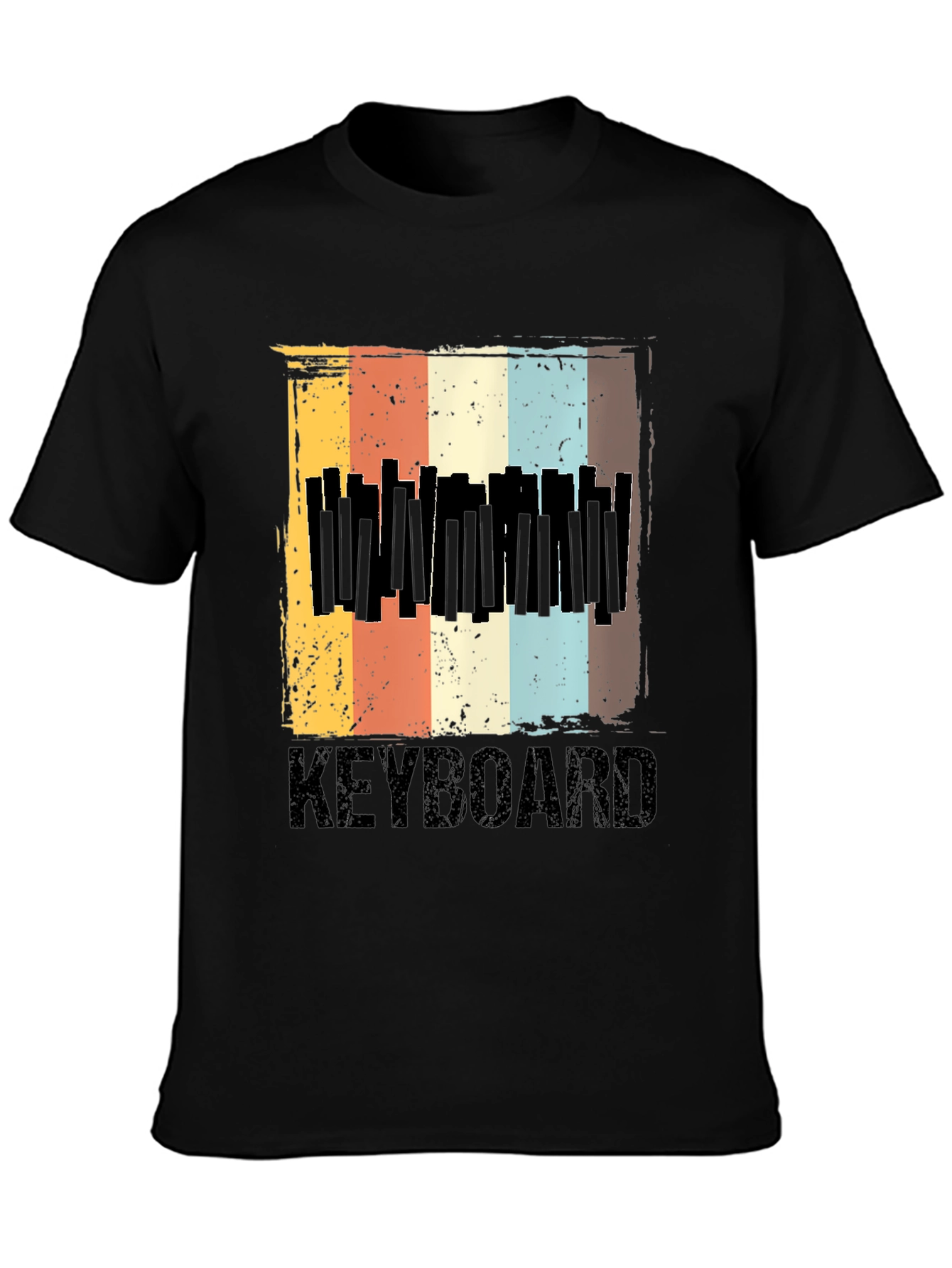 Black Vintage Keyboard T-Shirt - Retro Music Lover Tee view 3