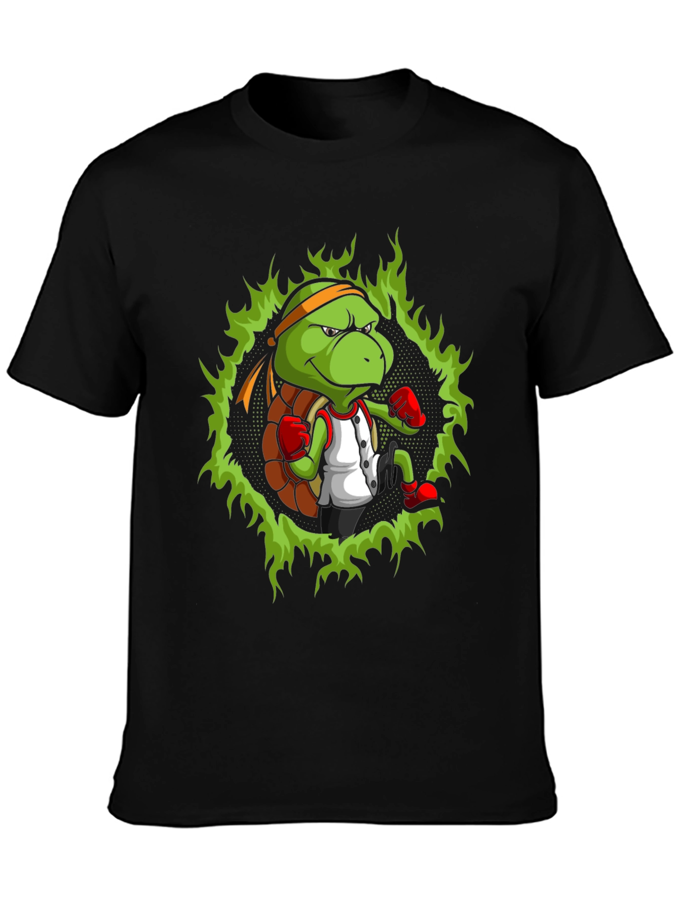Black Turtle Ninja Boxer T-Shirt - Cool Cartoon Design view 3