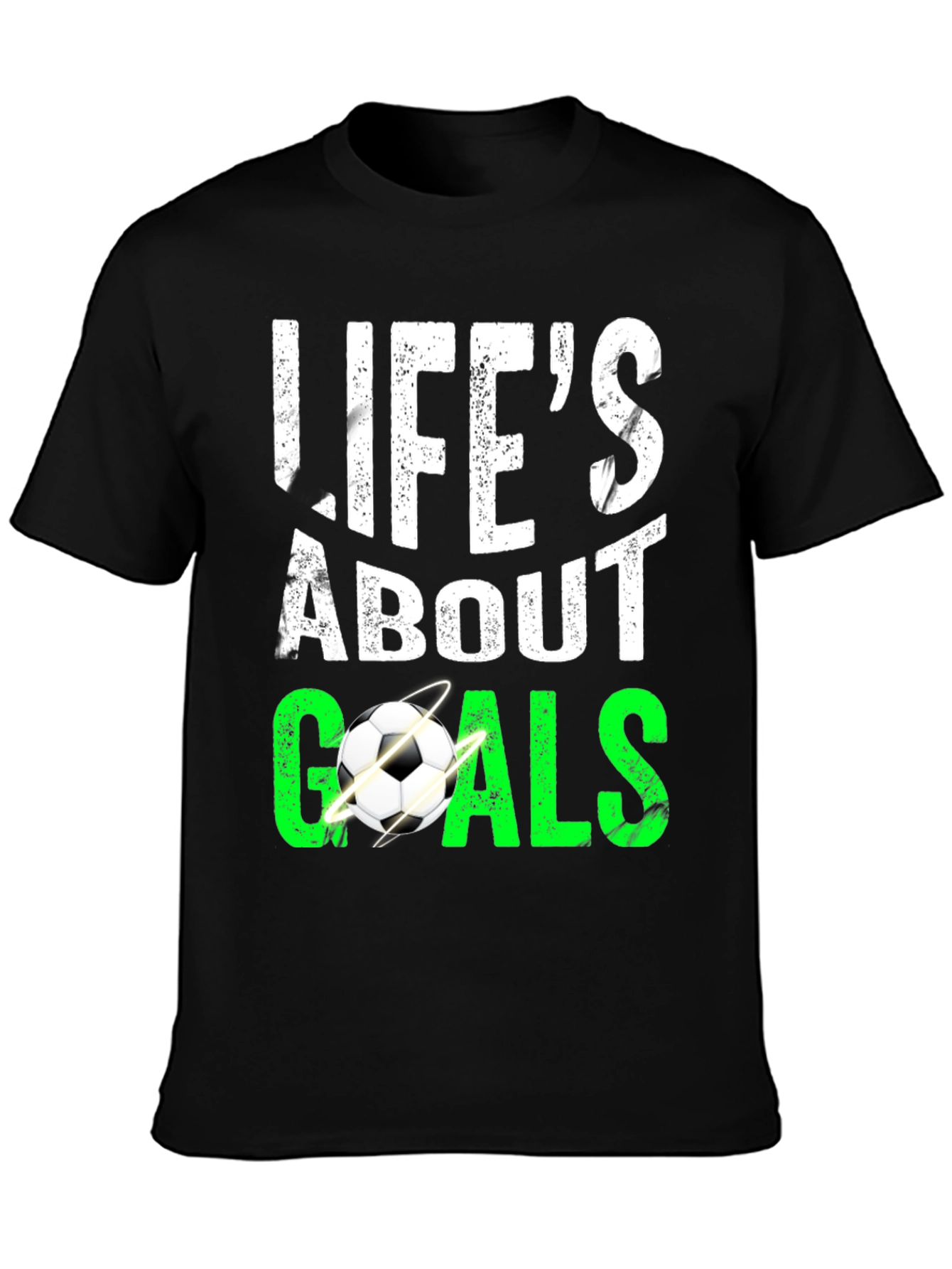 Black Life's About Goals Soccer Graphic T-Shirt view 3