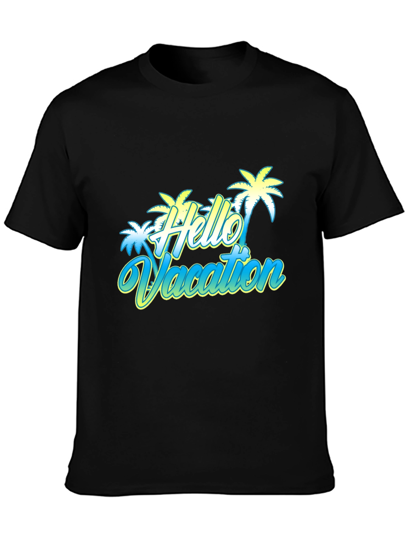 Black Hello Vacation Graphic T-Shirt view 3