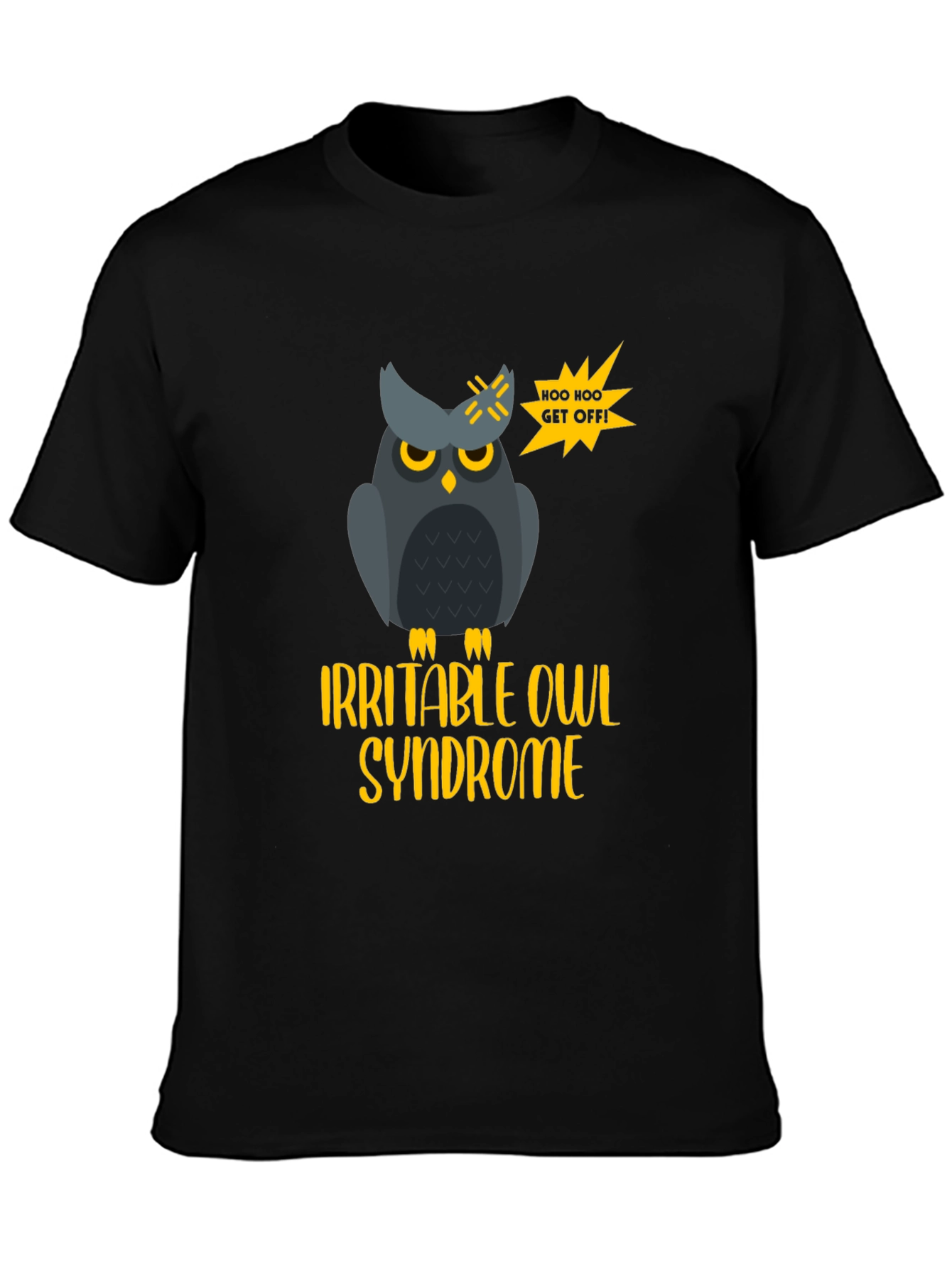 Black Irritable Owl Syndrome T-Shirt view 3