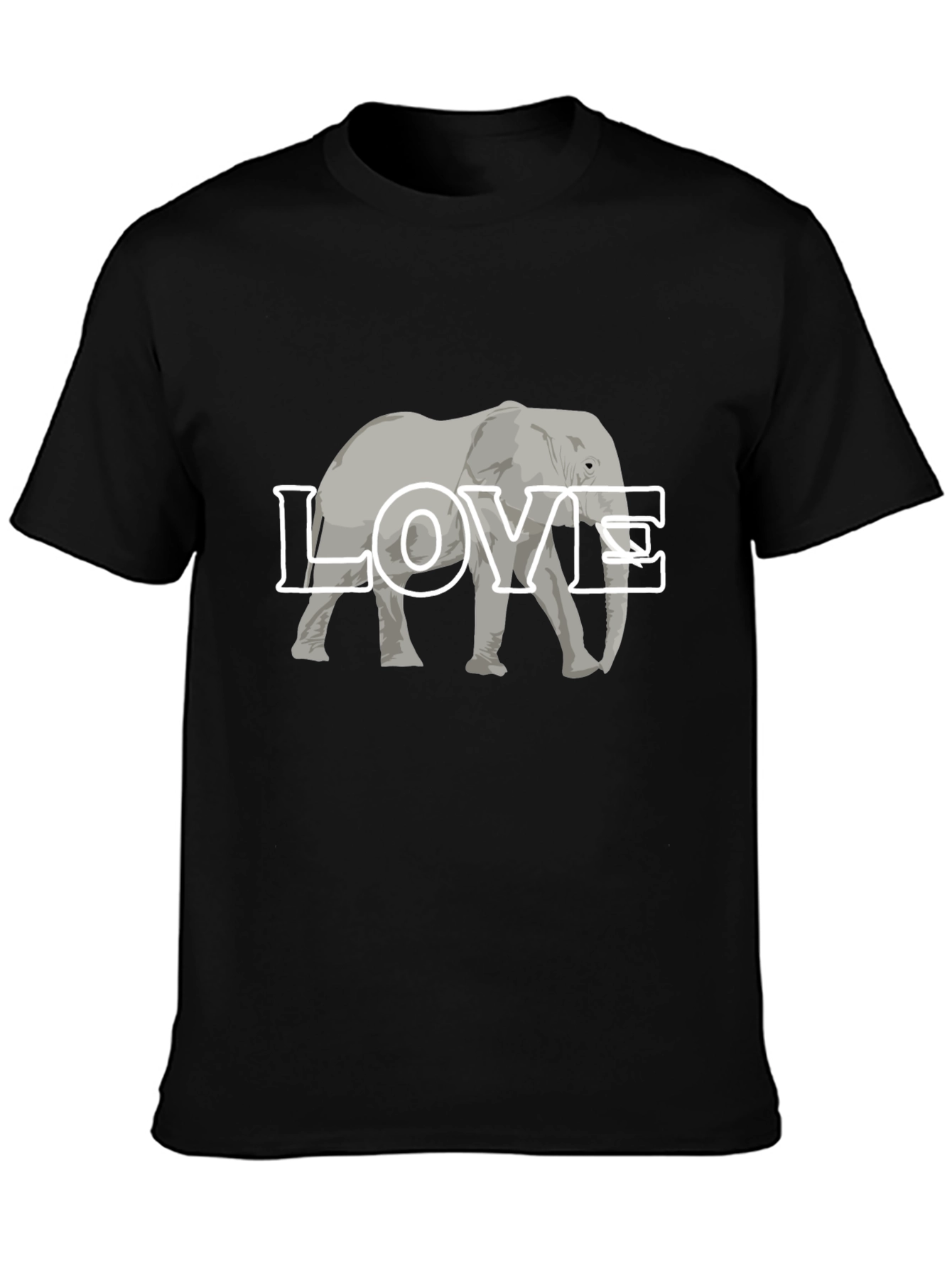Black Elephant Love Graphic Tee - Black Cotton T-Shirt view 3