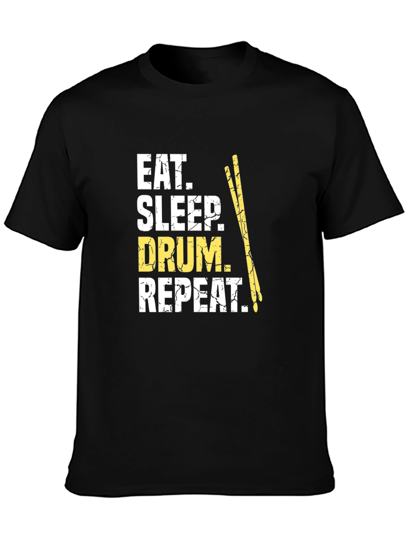 Black Eat Sleep Drum Repeat T-Shirt - Music Lover Tee view 3