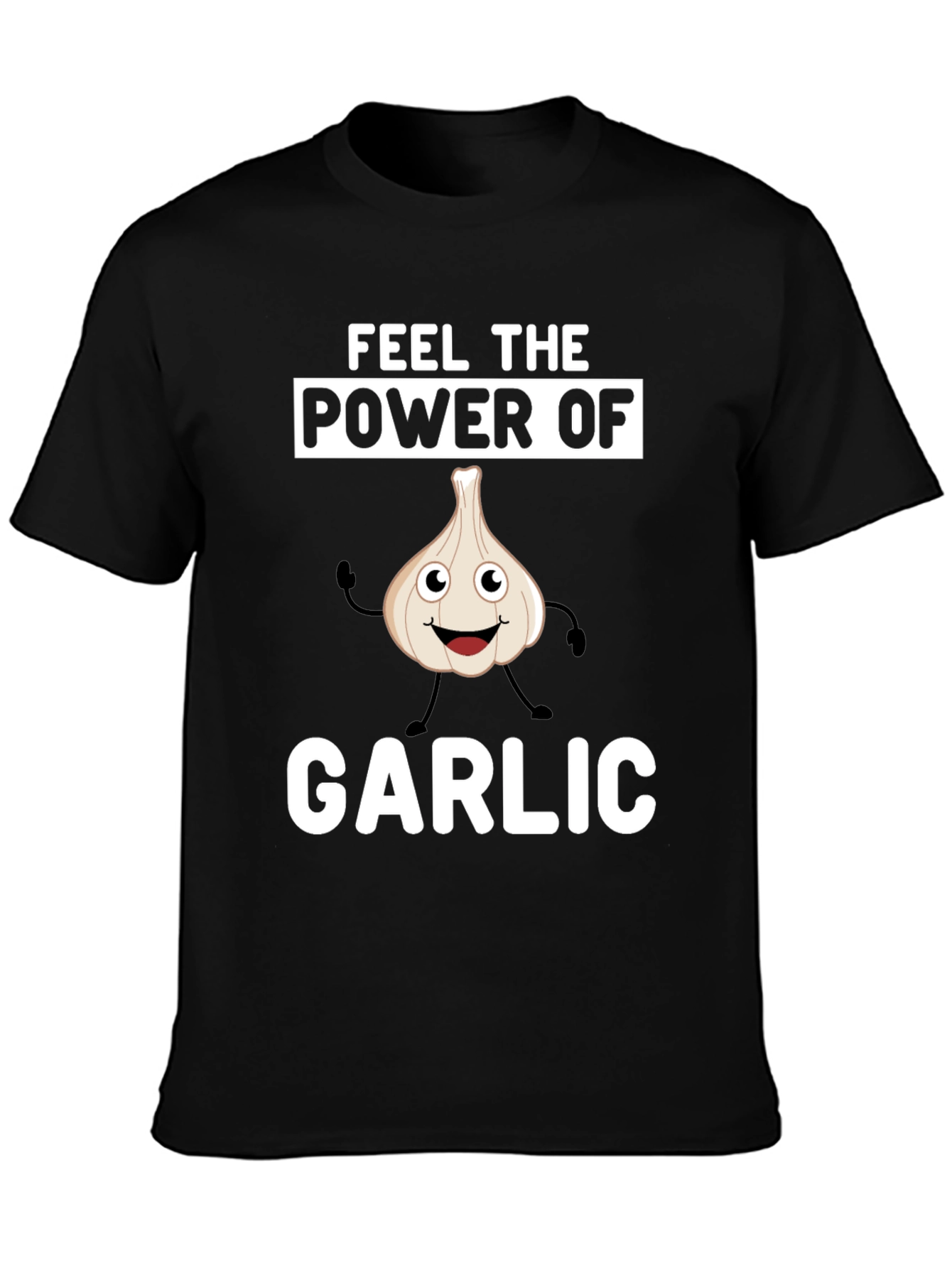 Black Funny Garlic Power T-Shirt view 3
