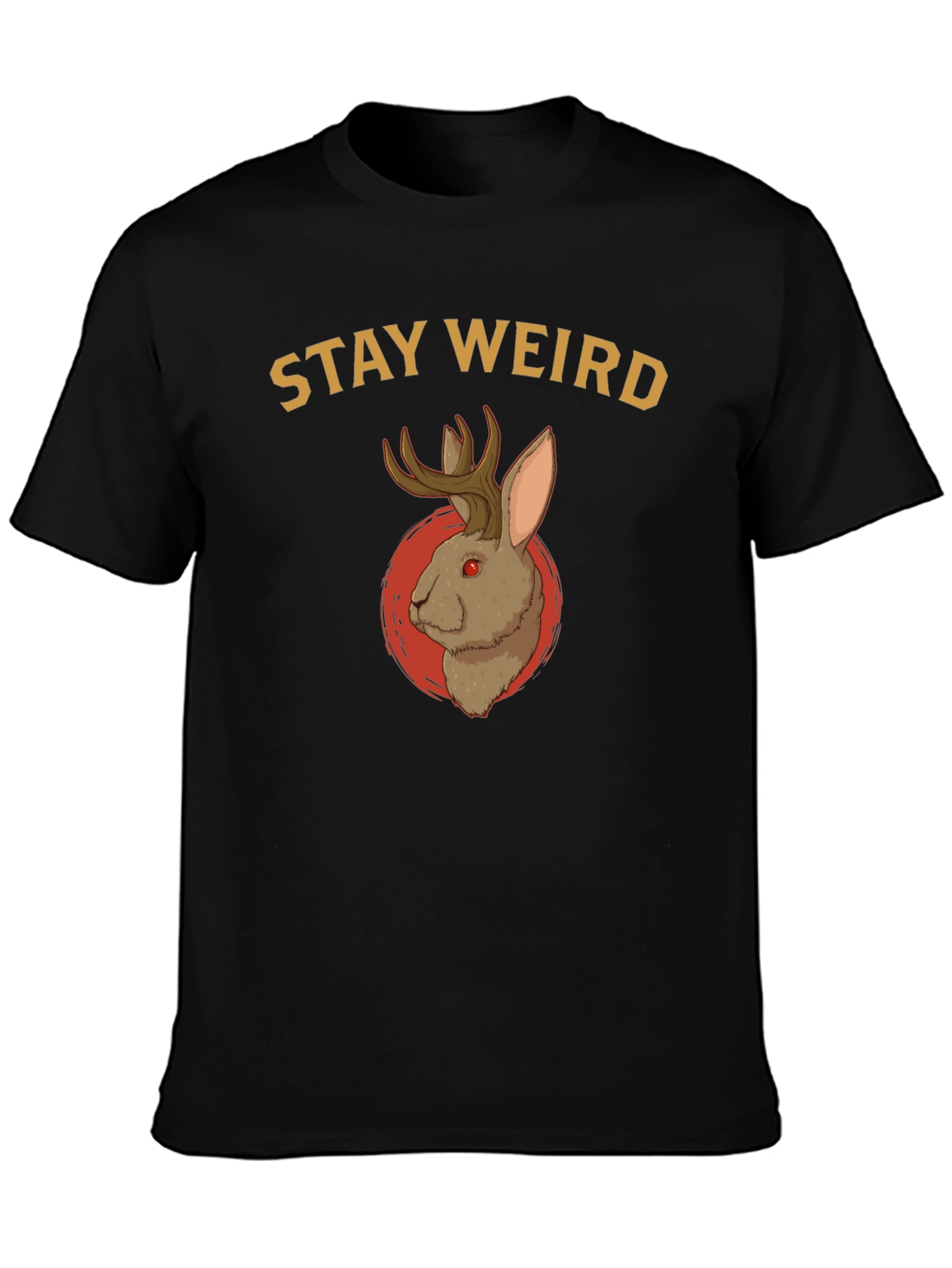 Black Stay Weird Jackalope T-Shirt - Novelty Graphic Tee view 3