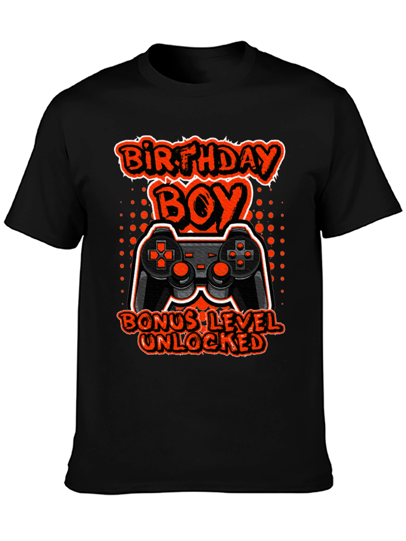 Black Birthday Boy Bonus Level Unlocked Gamer T-Shirt view 3