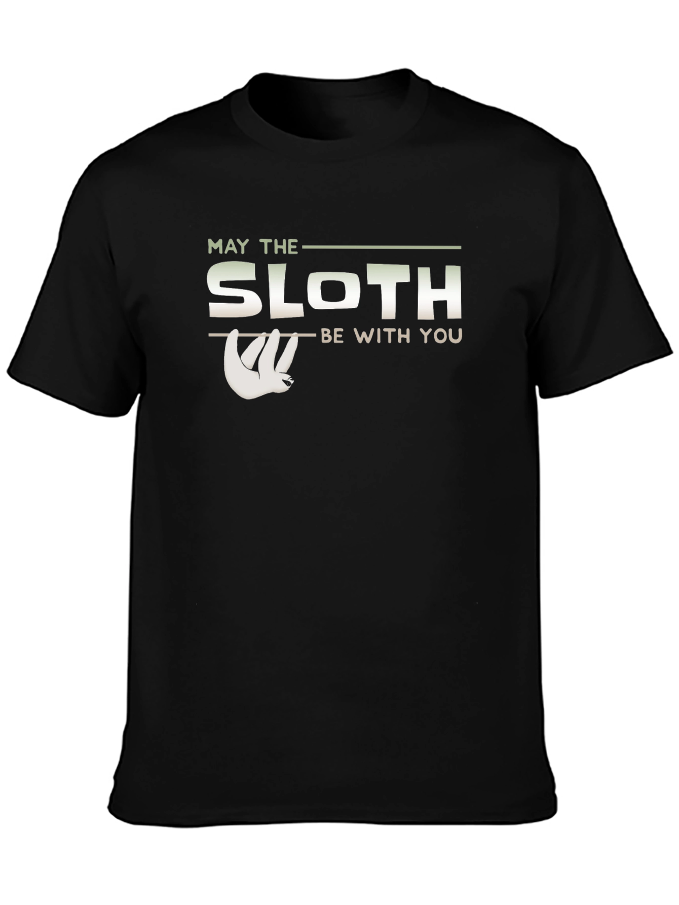 Black May The Sloth Be With You Black T-Shirt view 3