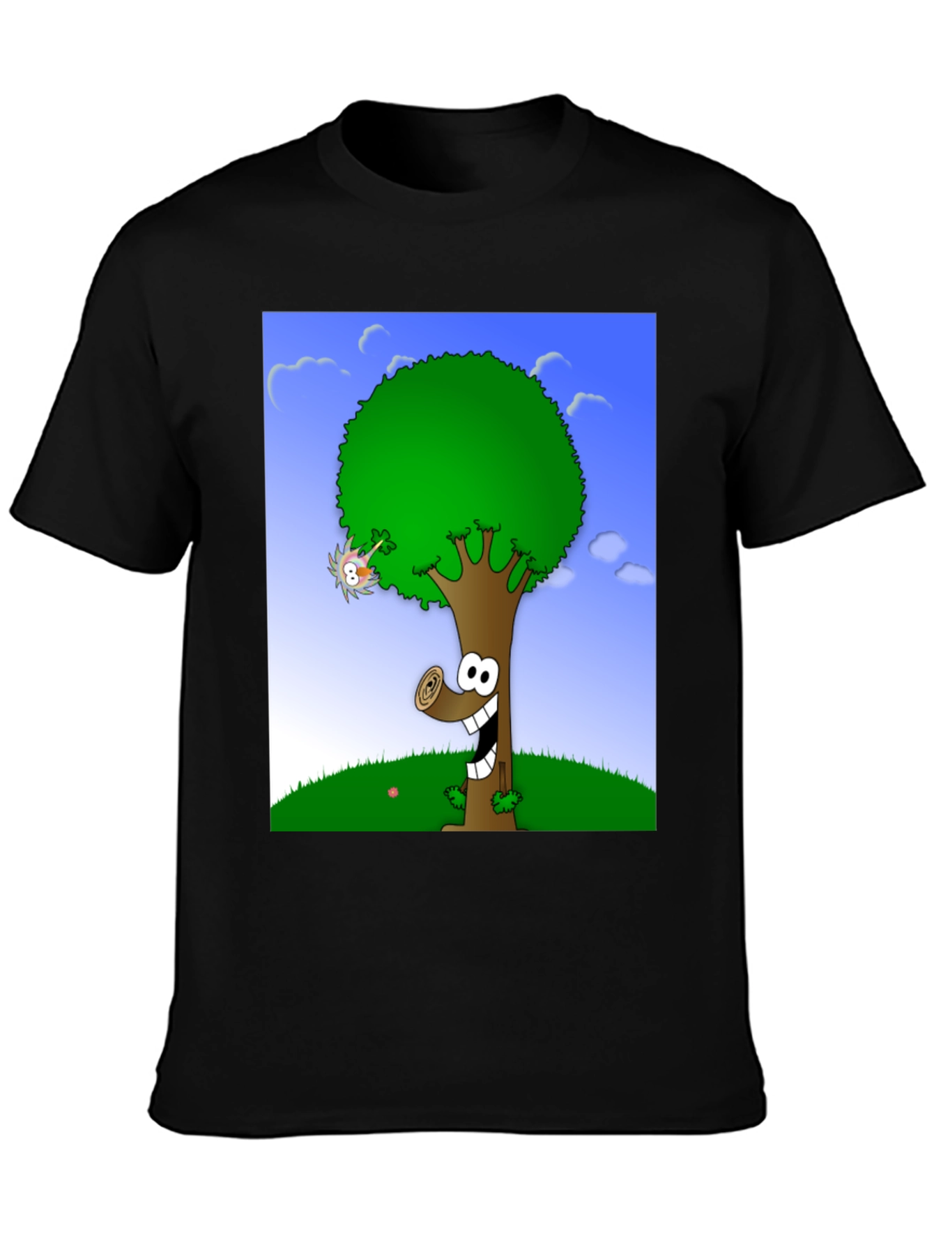 Black Cartoon Tree Graphic Tee view 3