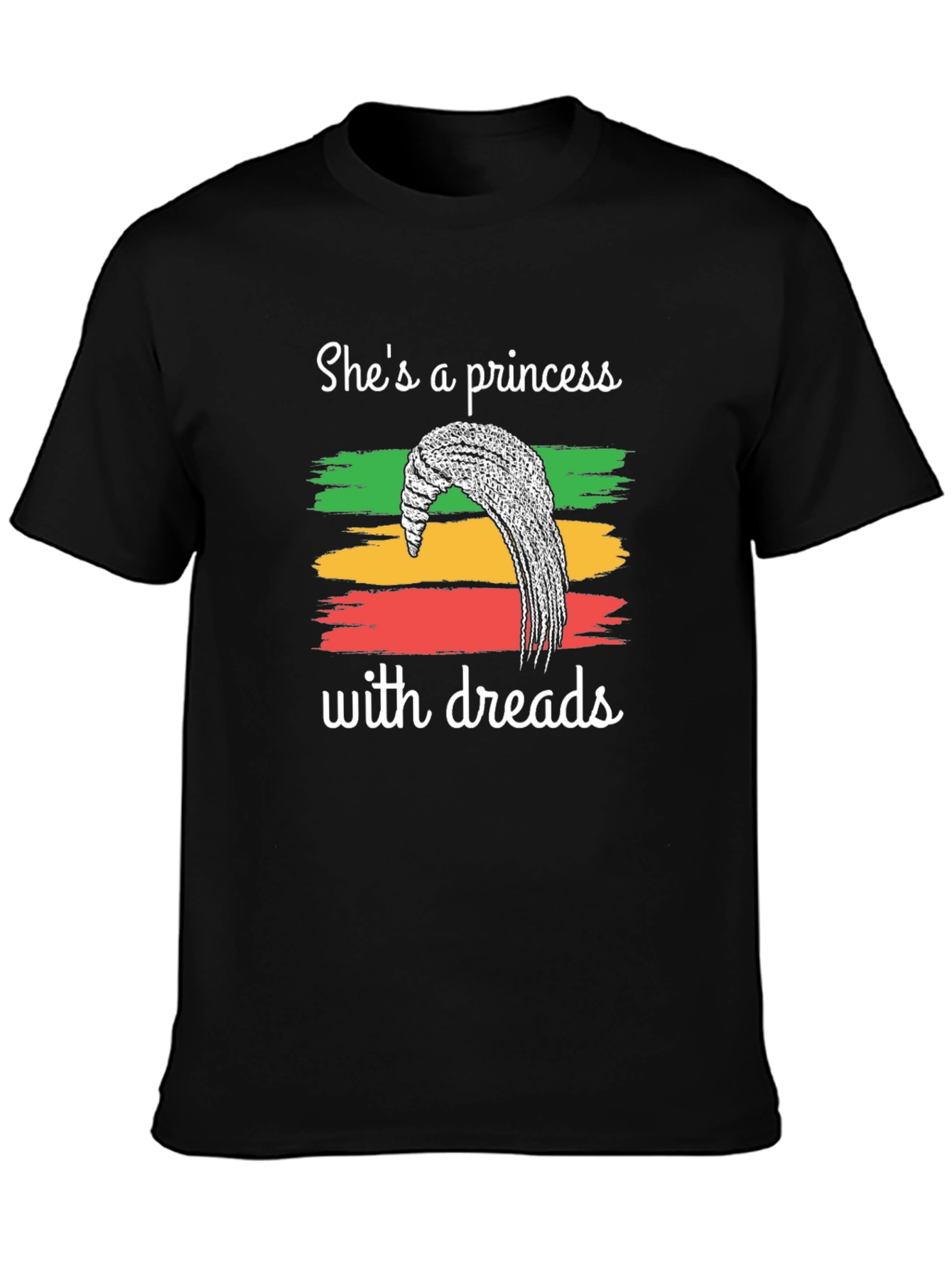 Black She's A Princess With Dreads Graphic T-Shirt view 3