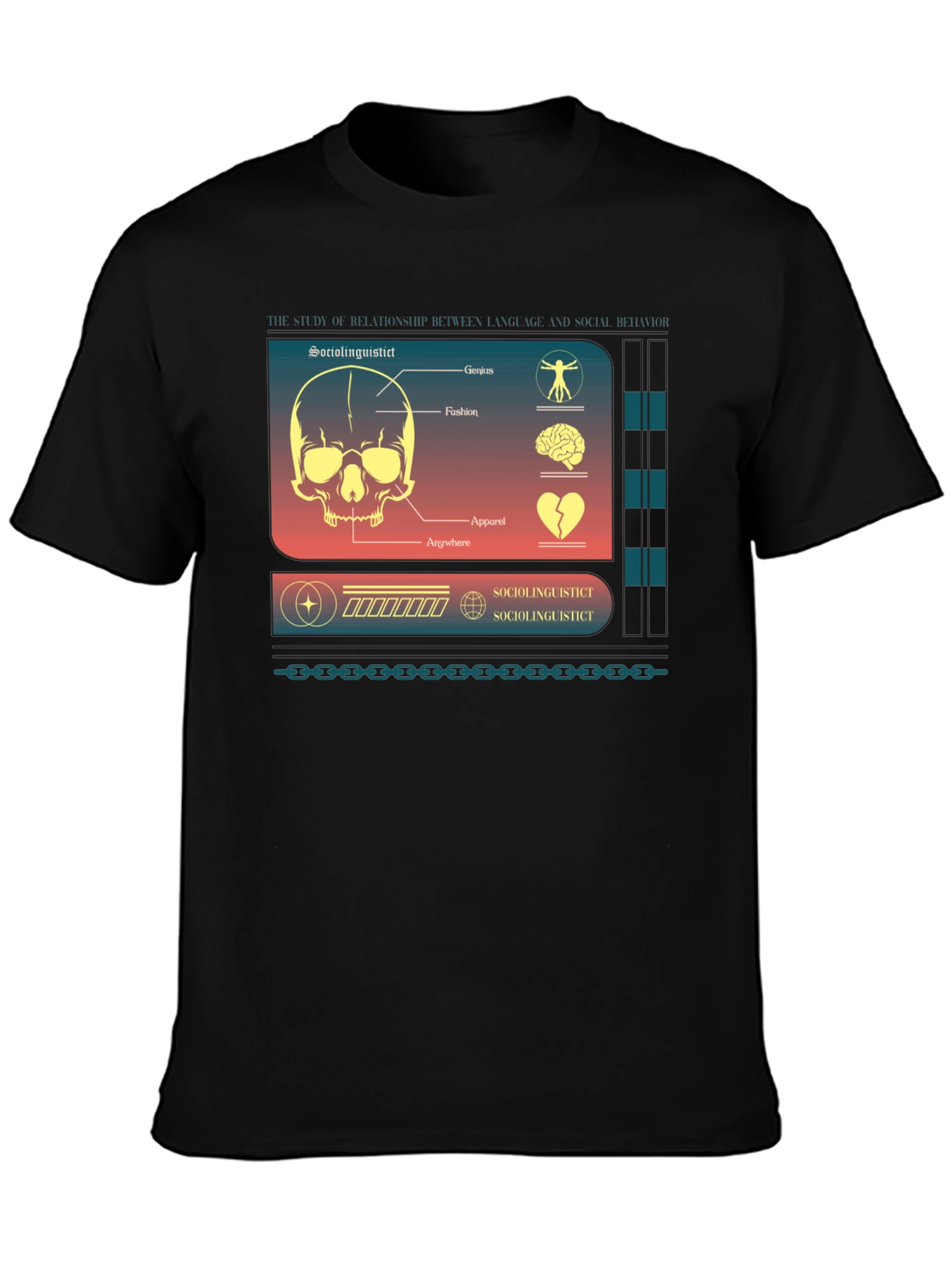 Black Sociolinguistic Diagram Graphic T-Shirt view 3