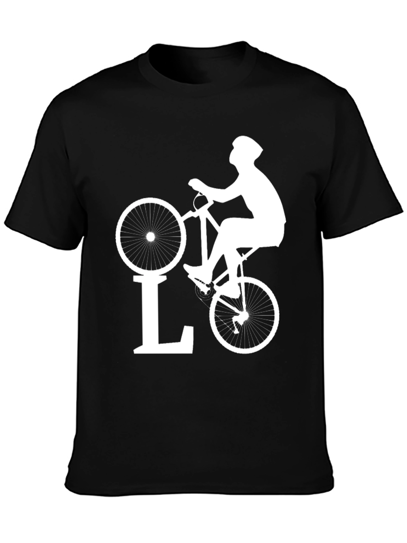 Black Cycling Love T-Shirt - Black Bike Design view 3