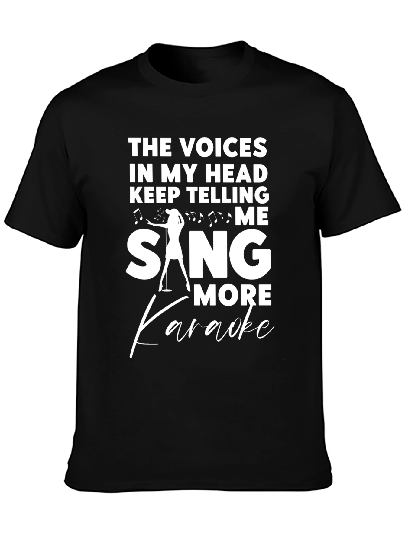 Black Karaoke T-Shirt - Voices in My Head view 3
