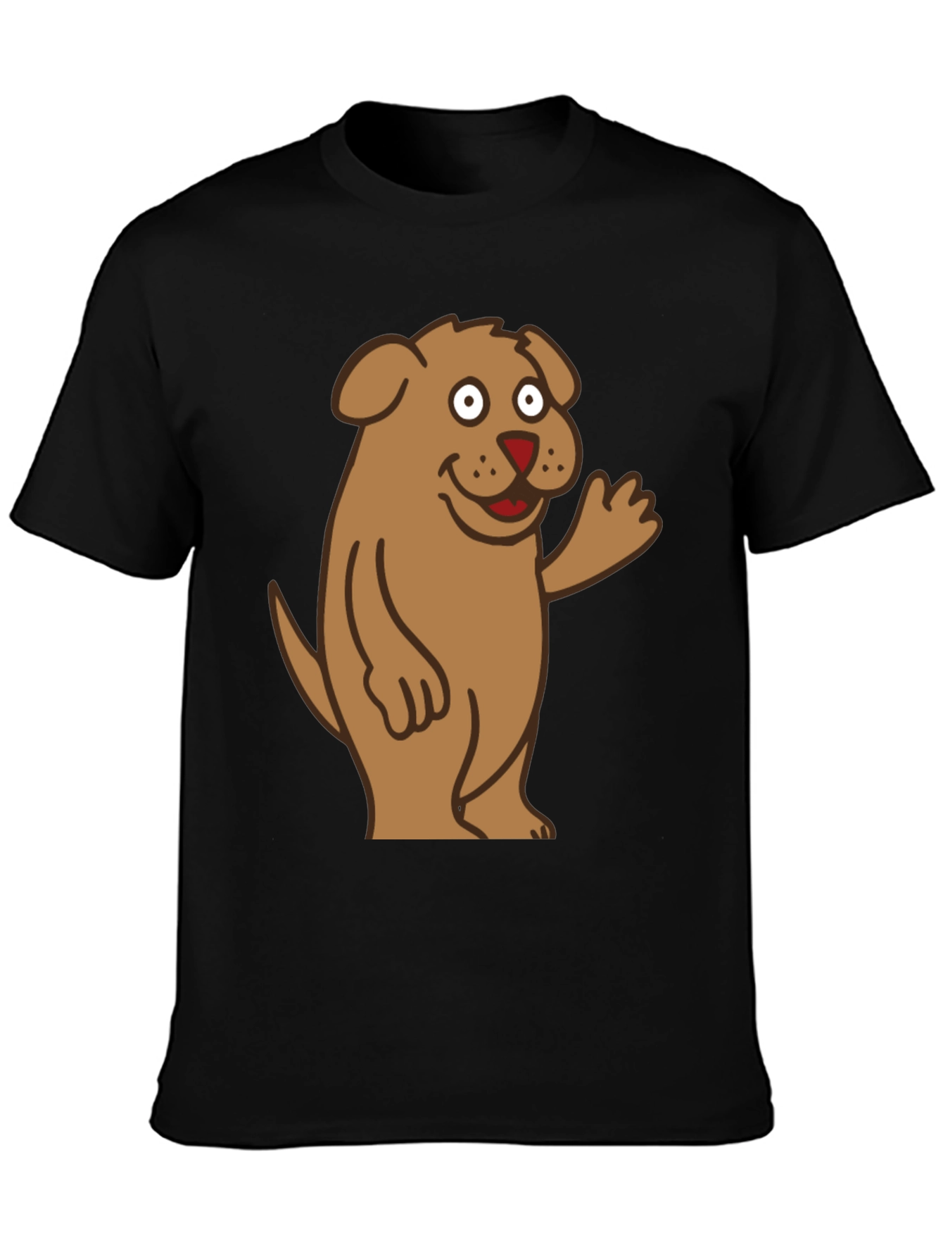 Black Funny Dog Cartoon Black T-Shirt view 3