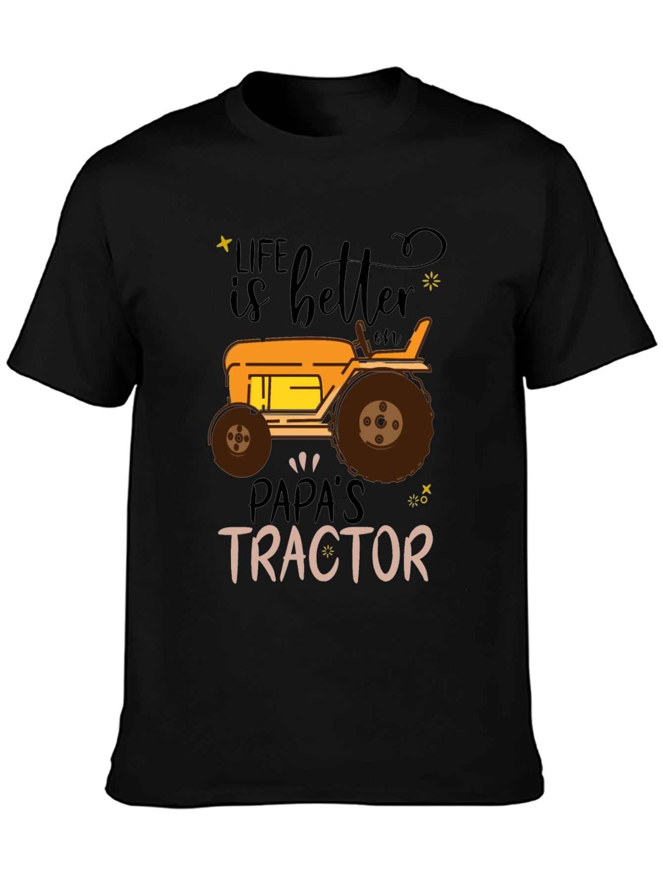Black Life is Better on Papa's Tractor Black T-Shirt view 3
