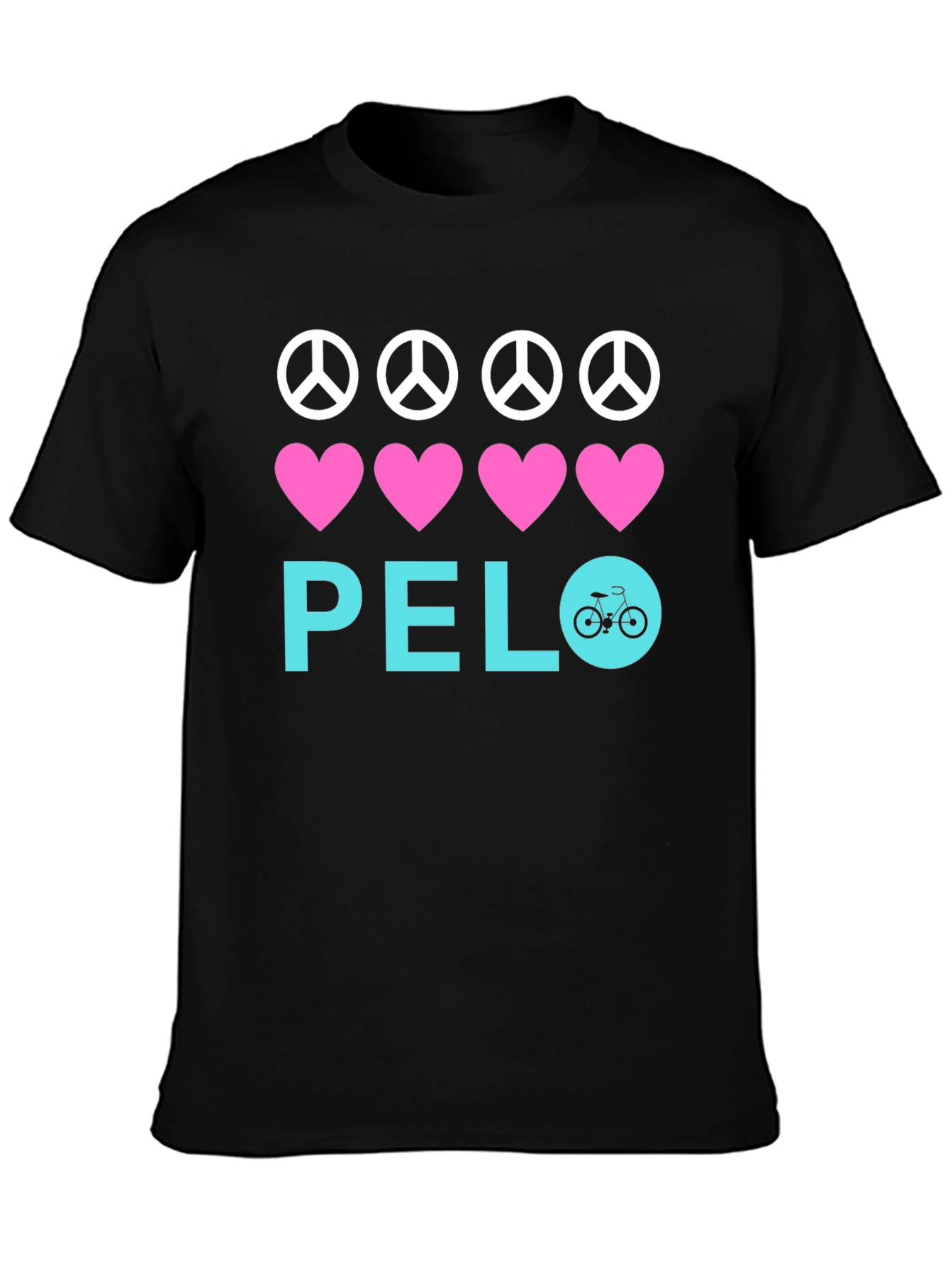 Black Peace Love Bicycle T-Shirt view 3