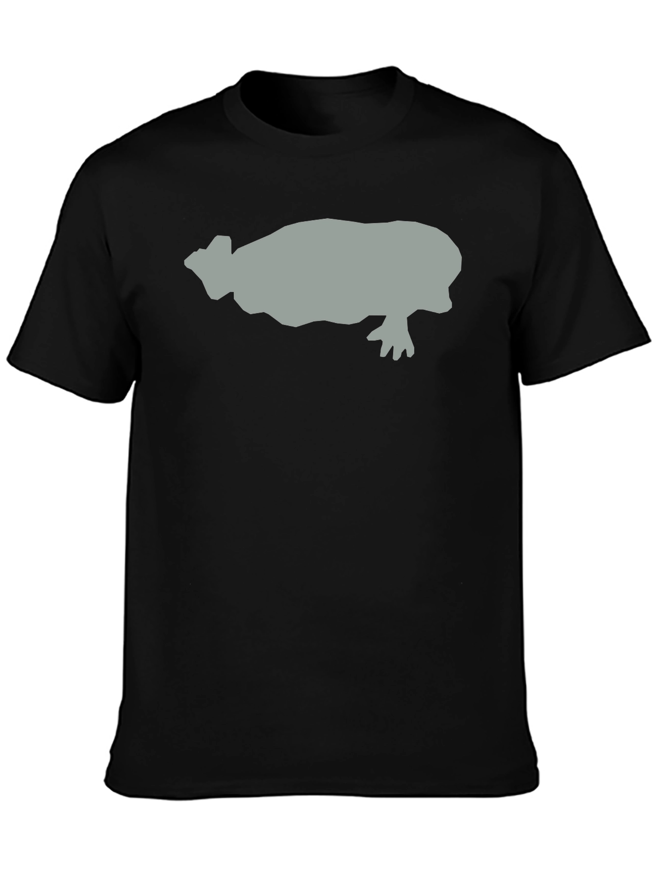 Black Hippo Silhouette Graphic Tee - Black Cotton Casual T-Shirt view 3