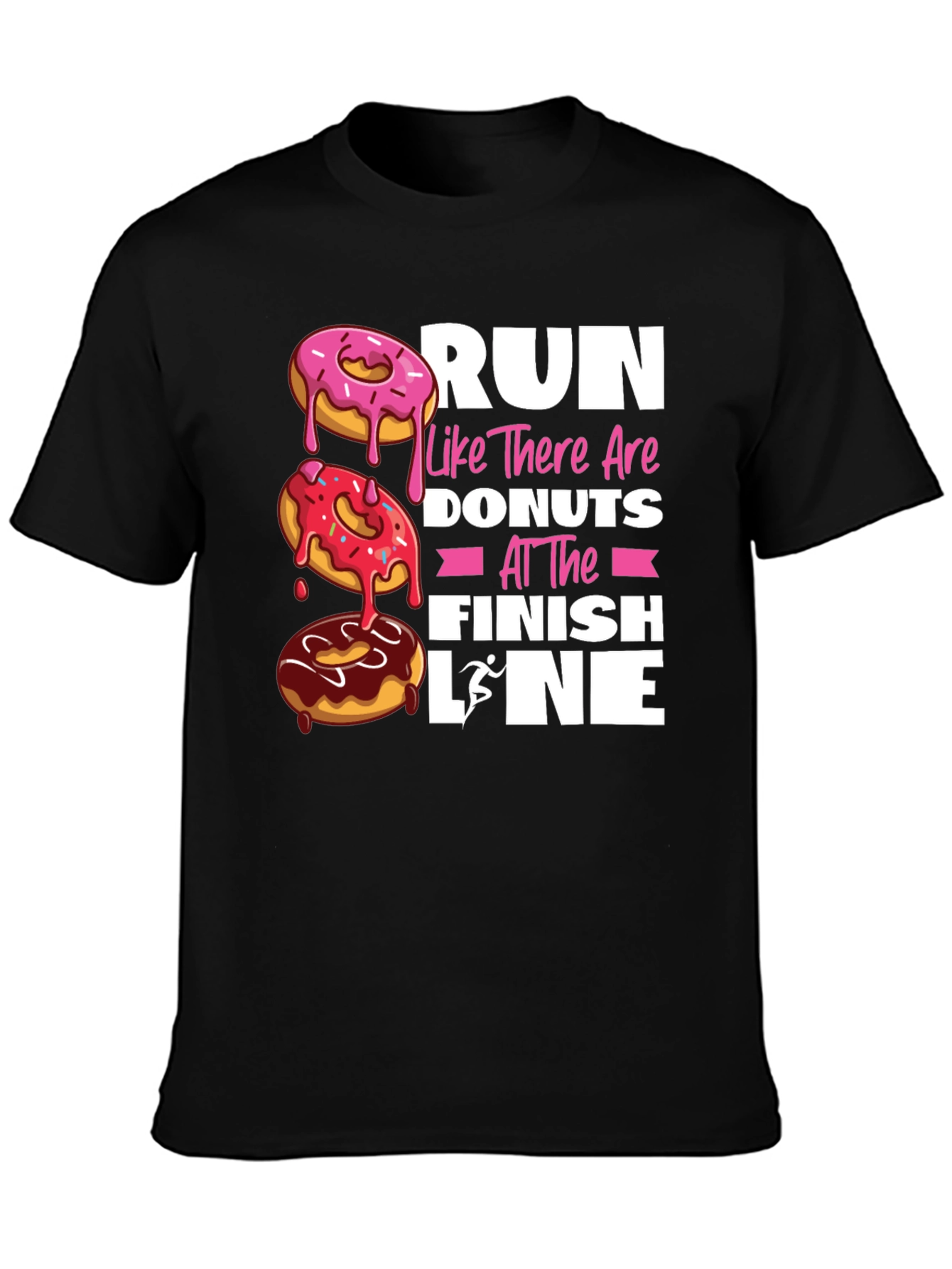 Black Run for Donuts T-Shirt - Funny Fitness Apparel view 3