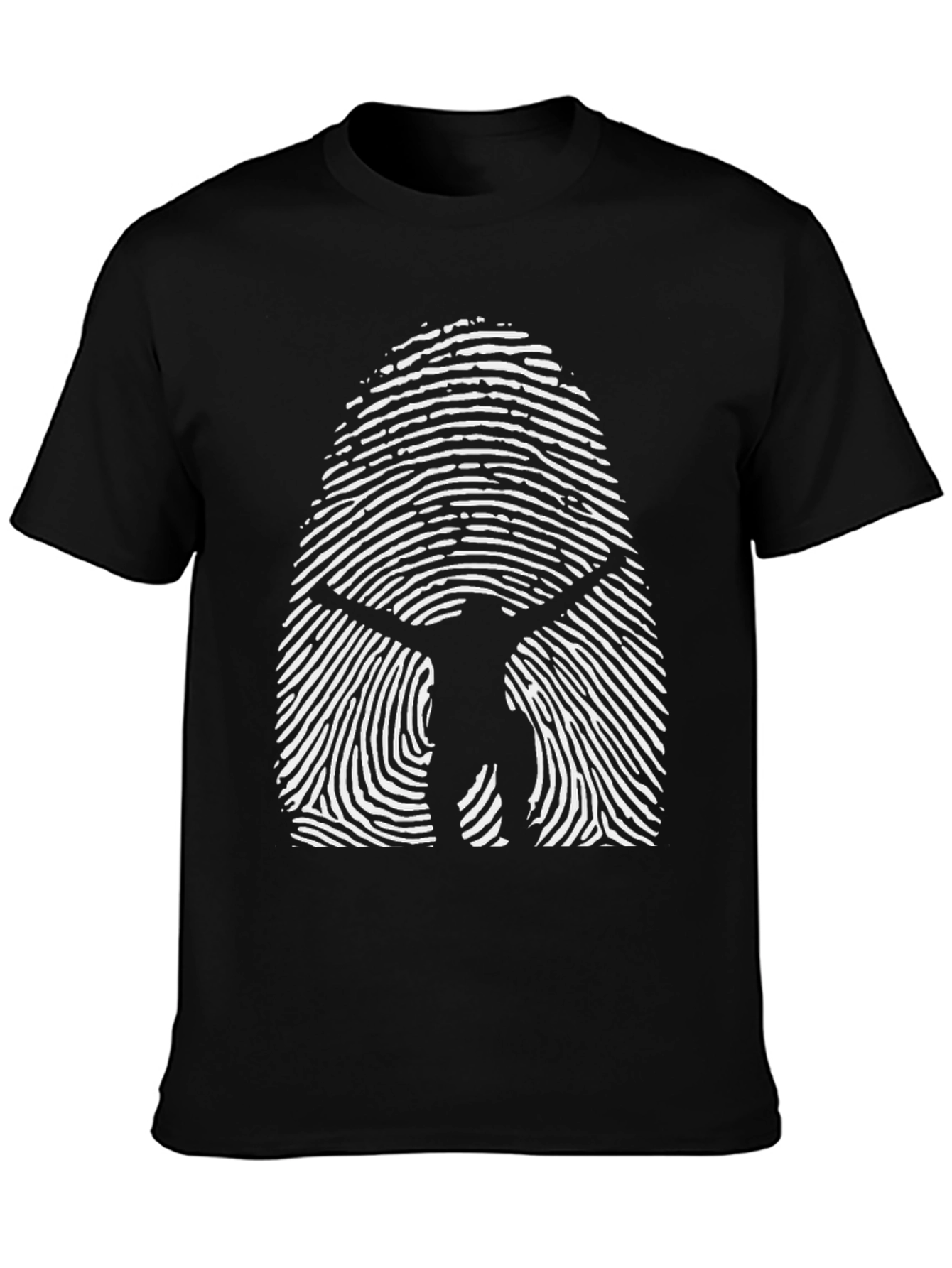 Black Vitruvian Man Fingerprint Graphic T-Shirt view 3