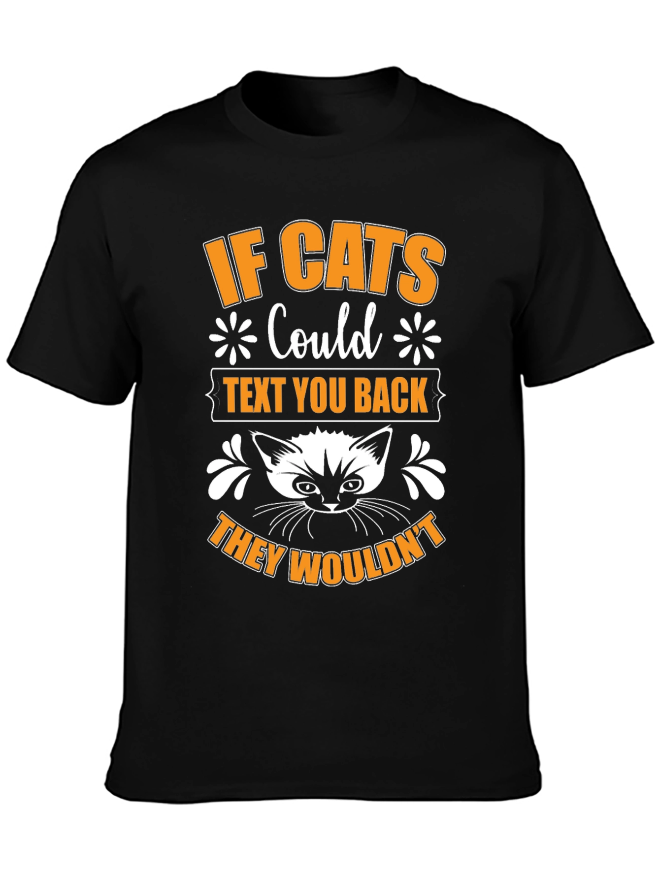 Black If Cats Could Text Black Graphic T-Shirt view 3