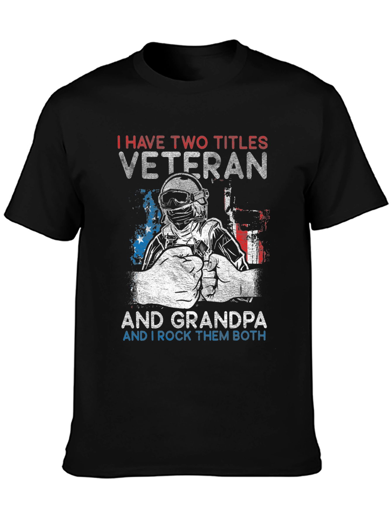 Black Veteran Grandpa Graphic Tee - Two Titles, One Awesome Shirt view 3