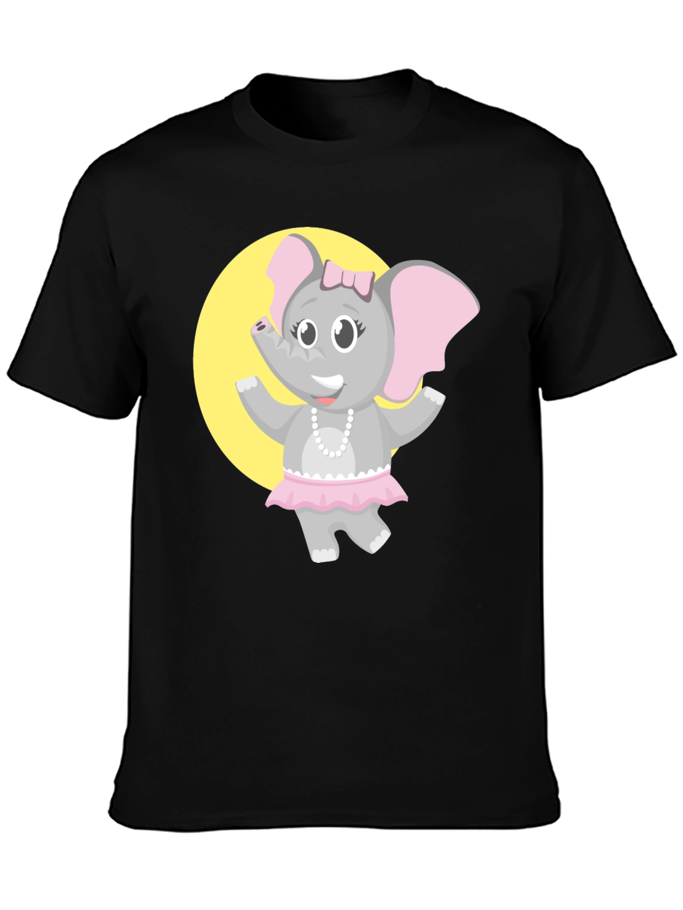 Black Elephant Ballerina T-Shirt - Fun Cartoon Design view 3