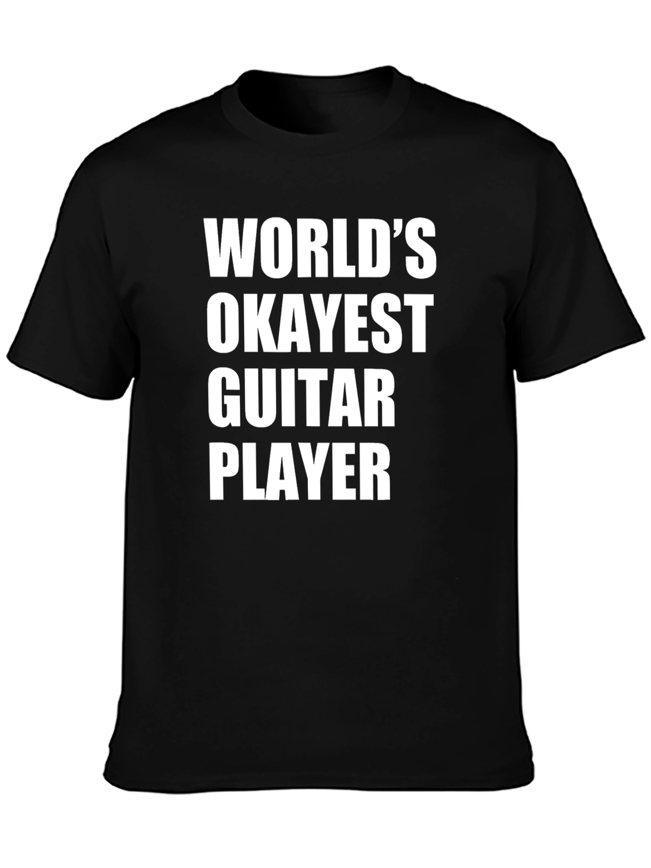 Black World's Okayest Guitar Player - Funny Black T-Shirt view 3