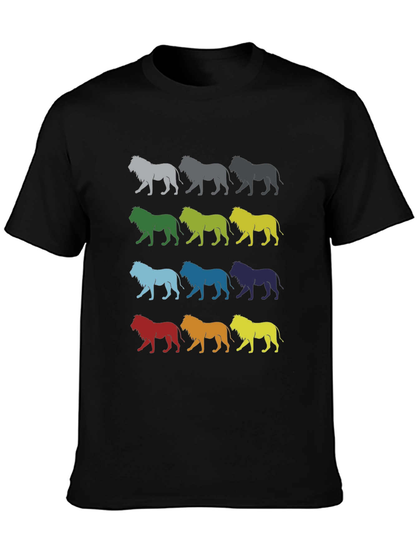 Black Colorful Lion Graphic Tee - Unique Design view 3