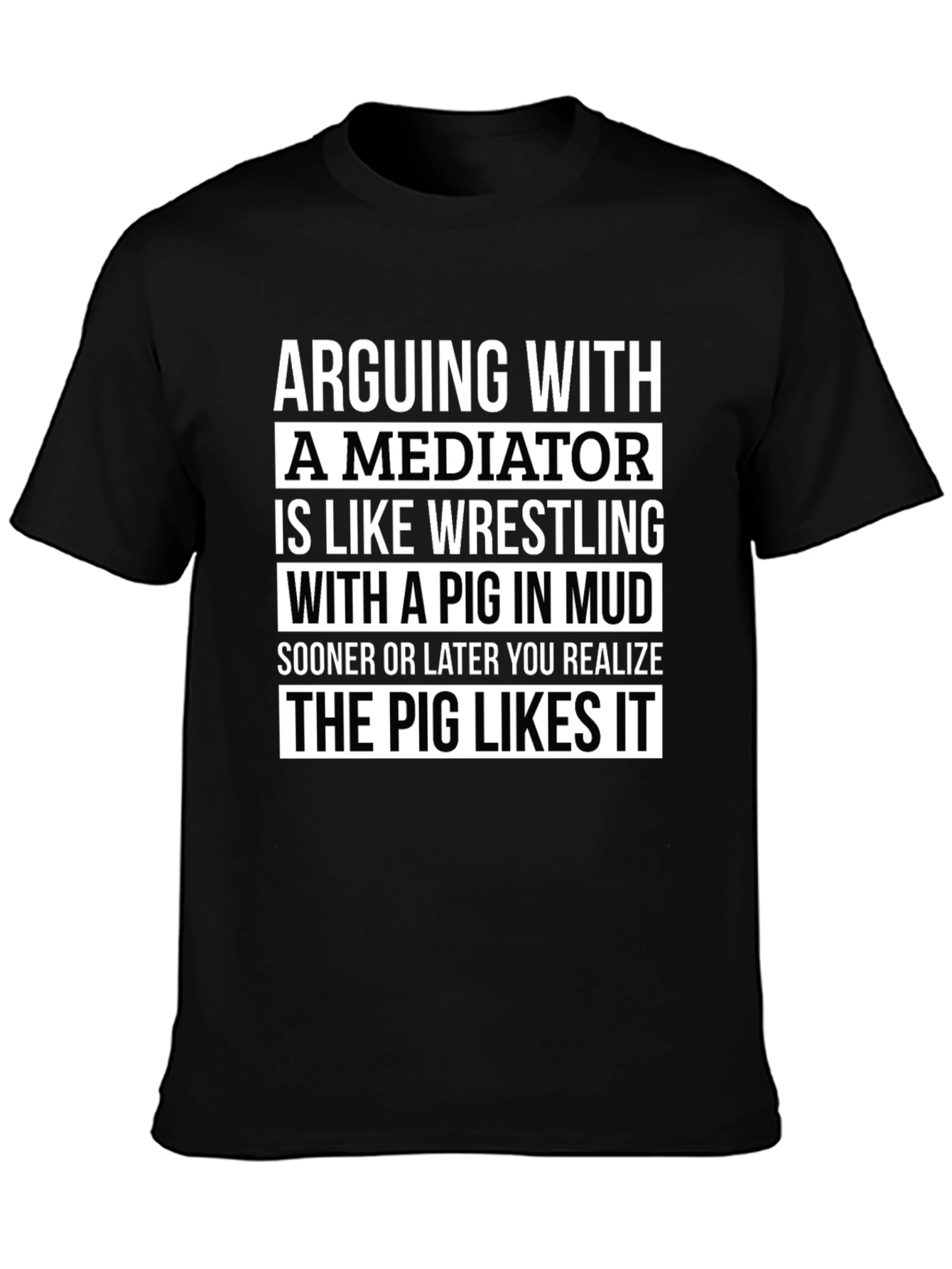 Black Mediator Pig Mud T-Shirt: Funny Gift view 3