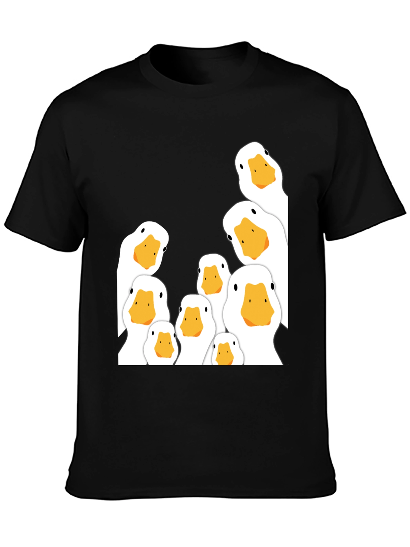 Black Peeking Ducks Graphic T-Shirt - Black Cotton Tee view 3