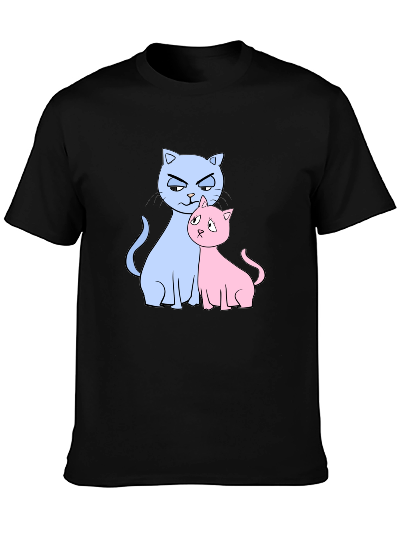 Black Cute Cats Graphic Print T-Shirt view 3