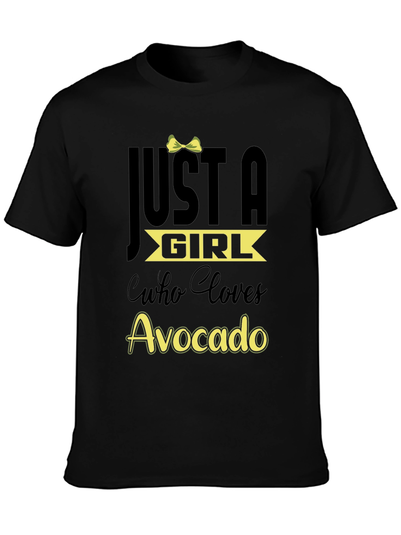 Black Just a Girl Who Loves Avocado T-Shirt view 3