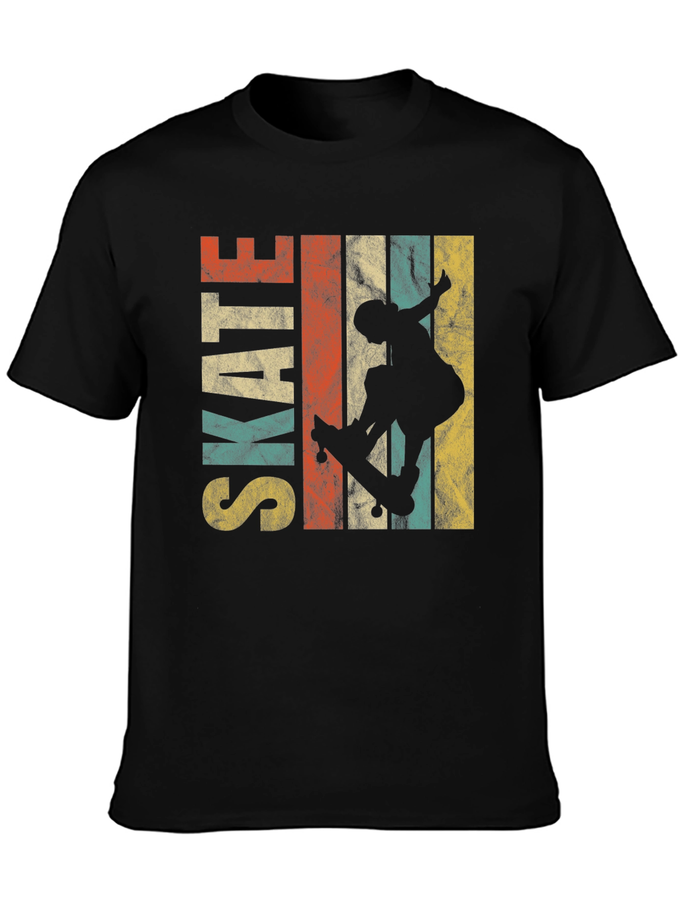 Black Retro Skate T-Shirt - Vintage Skateboarder Tee view 3