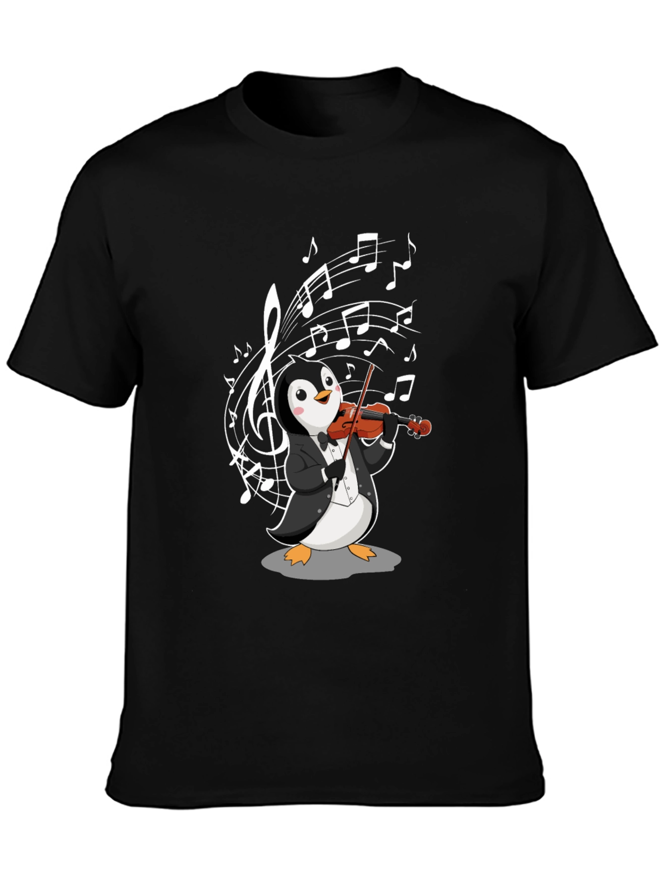 Black Penguin Violinist Graphic T-Shirt - Music Lover Tee view 3