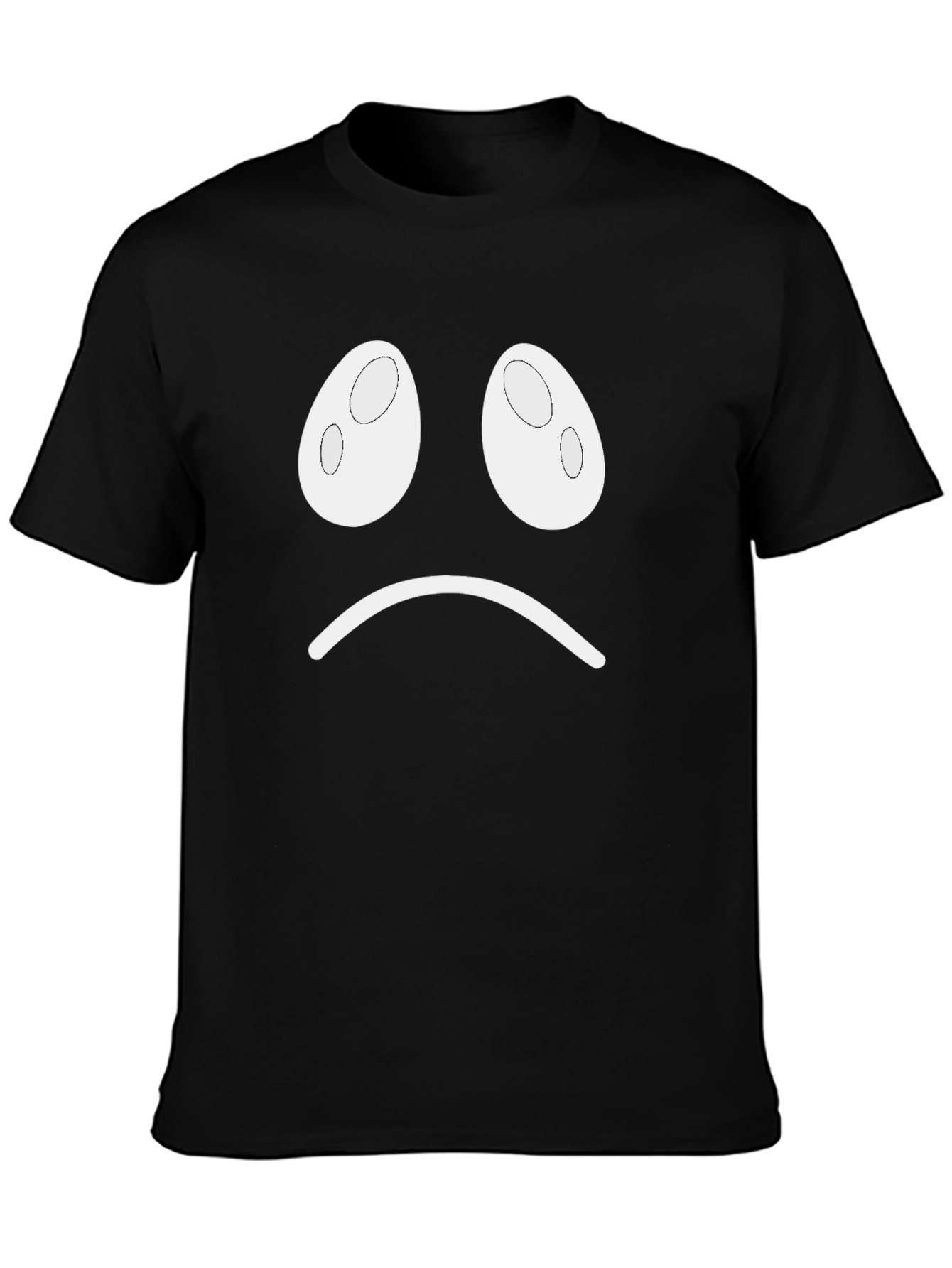 Black Sad Face Graphic T-Shirt - Black Casual Tee view 3