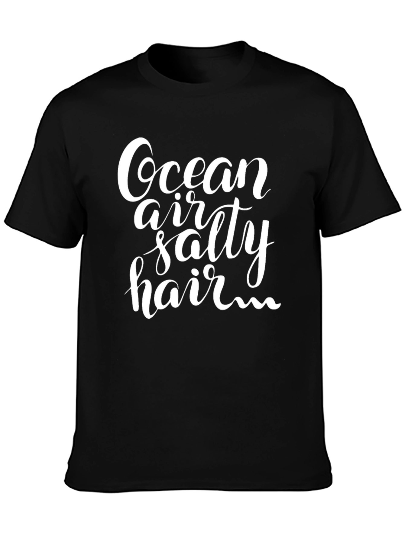 Black Ocean Air Salty Hair Black T-Shirt view 3