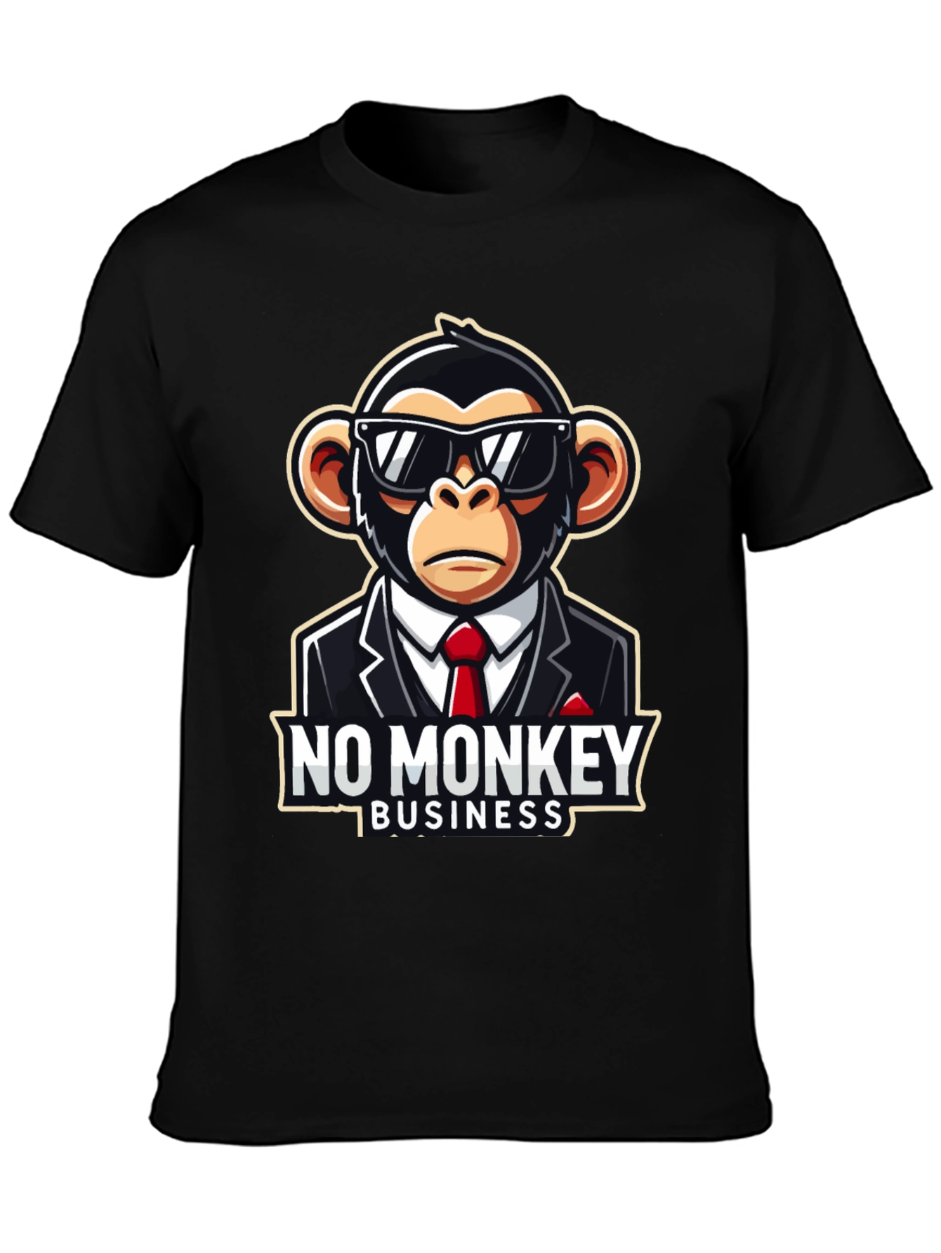 Black No Monkey Business Graphic T-Shirt view 3