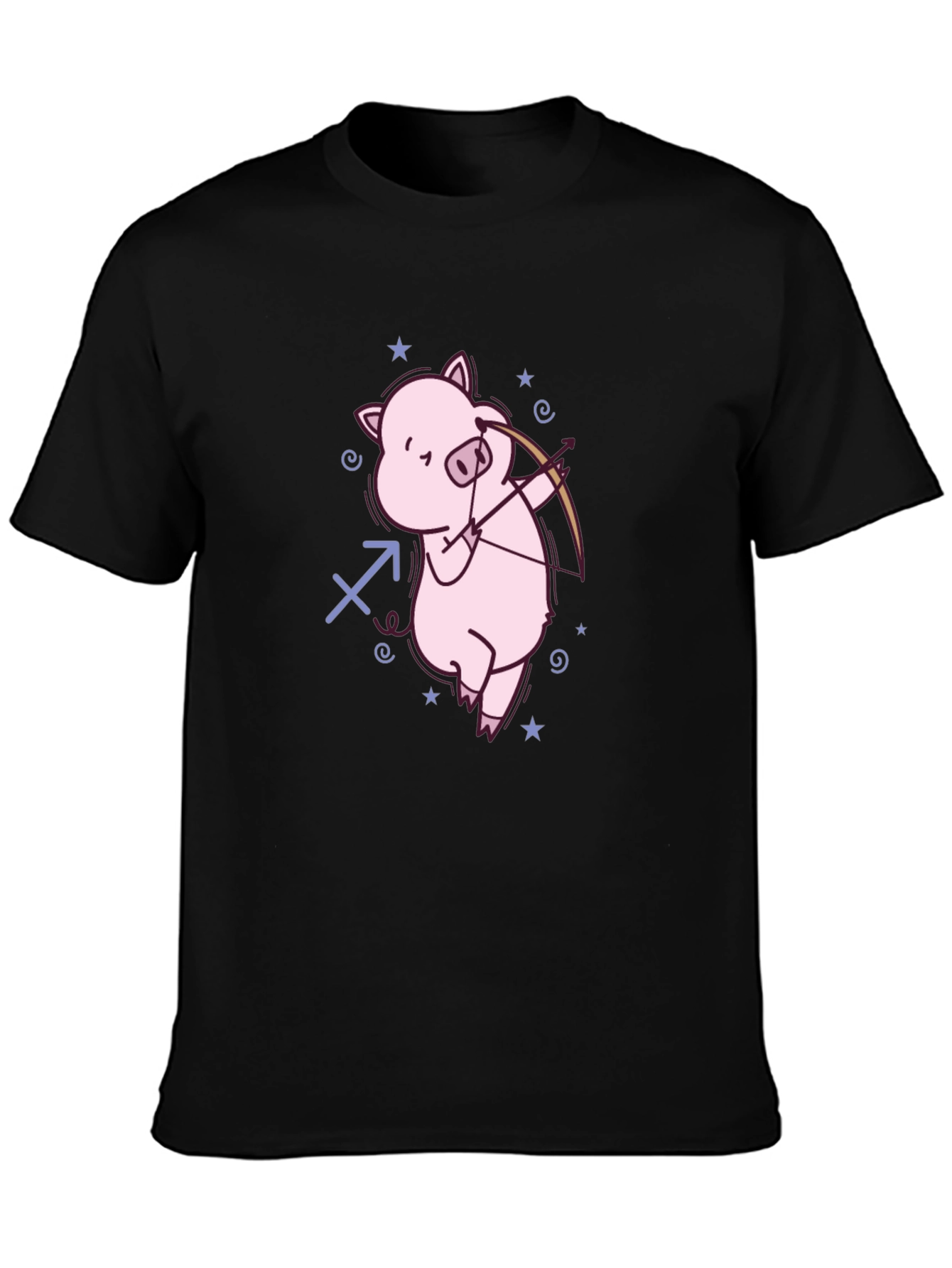 Black Sagittarius Pig Black T-Shirt view 3