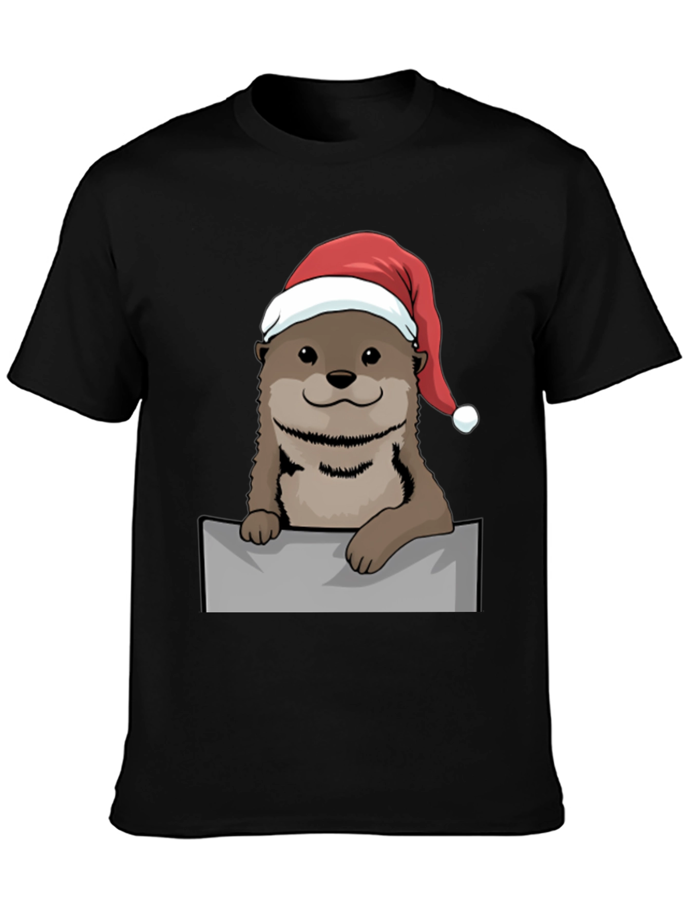 Black Festive Otter Graphic Tee - Holiday Edition view 3