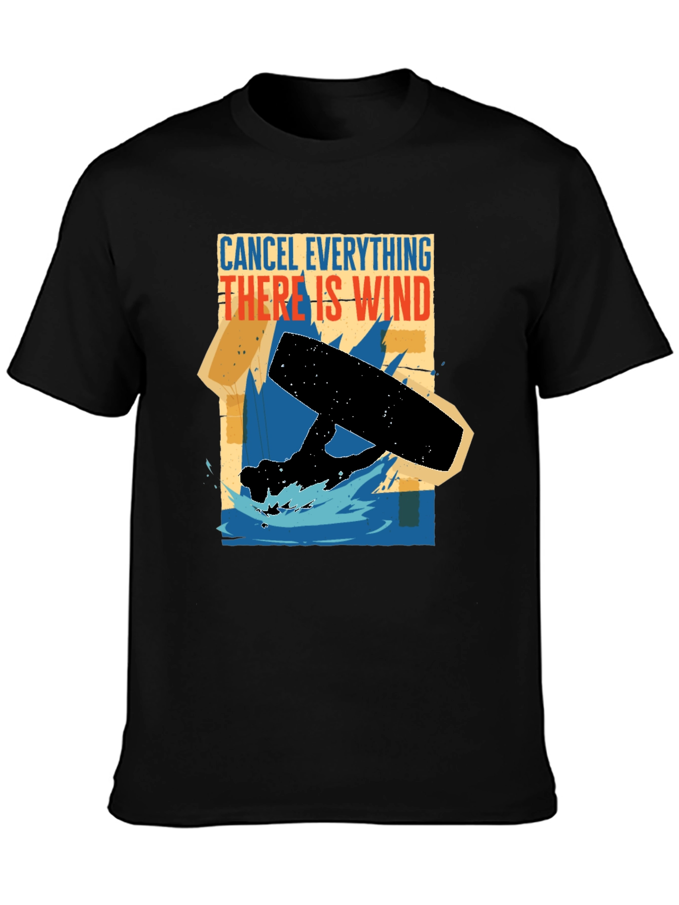 Black Cancel Everything Wind T-Shirt - Kitesurfing Apparel view 3