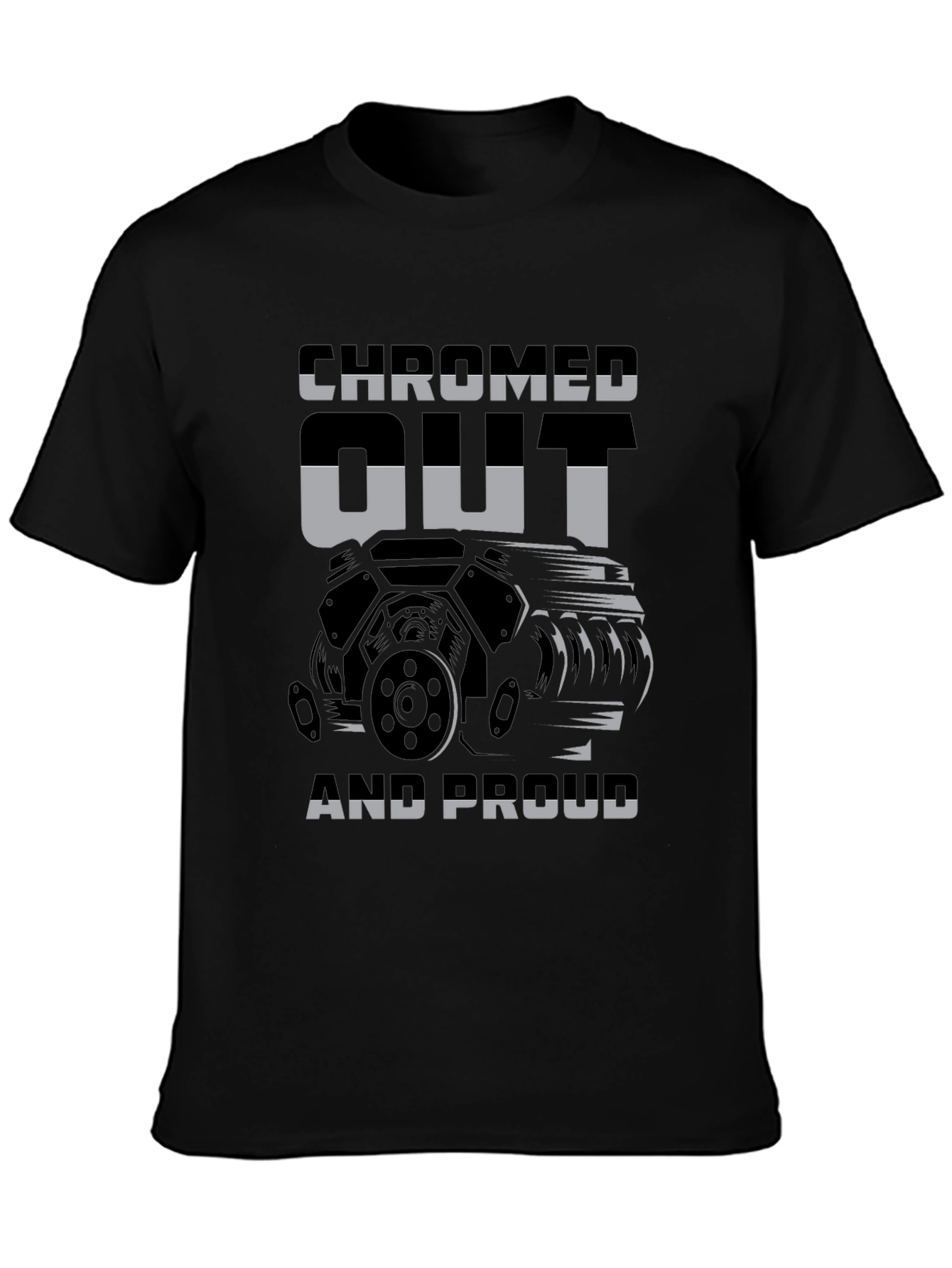 Black Chromed Out and Proud Graphic T-Shirt view 3