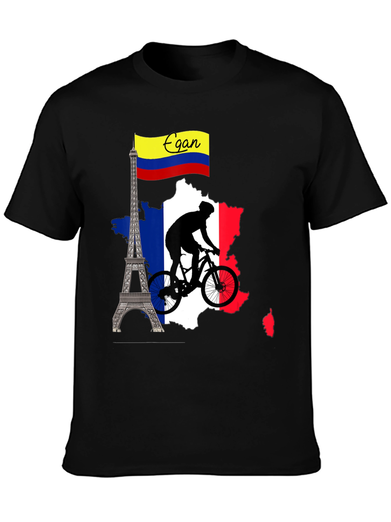Black Egan France Cycling Tee - Tour de France Inspired Shirt view 3