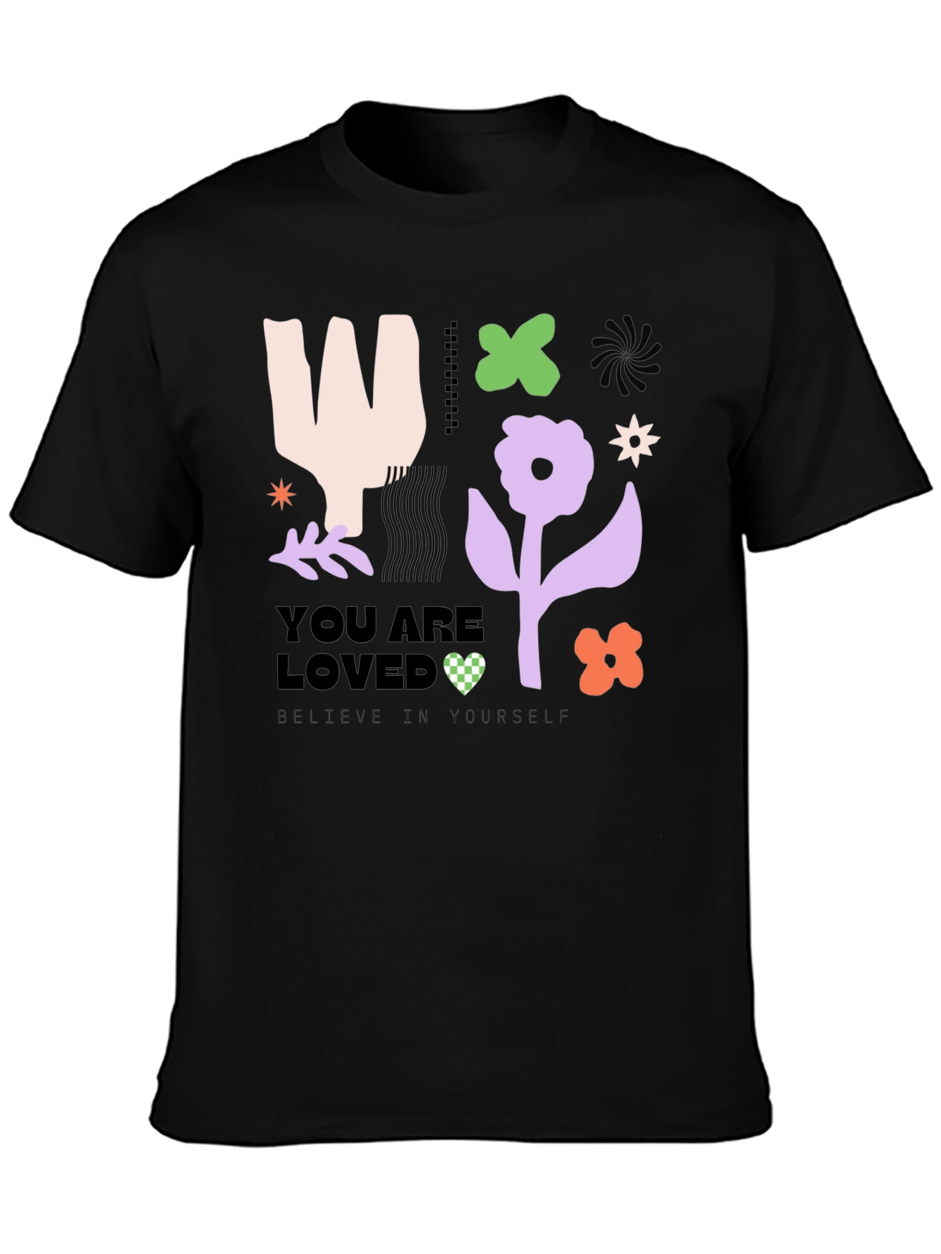 Black You are Loved Graphic Tee - Abstract Design view 3