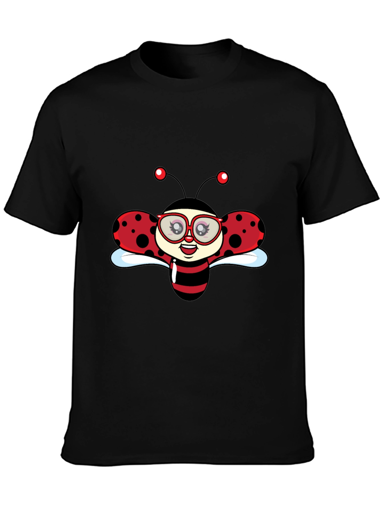 Black Ladybug Graphic Black T-Shirt view 3