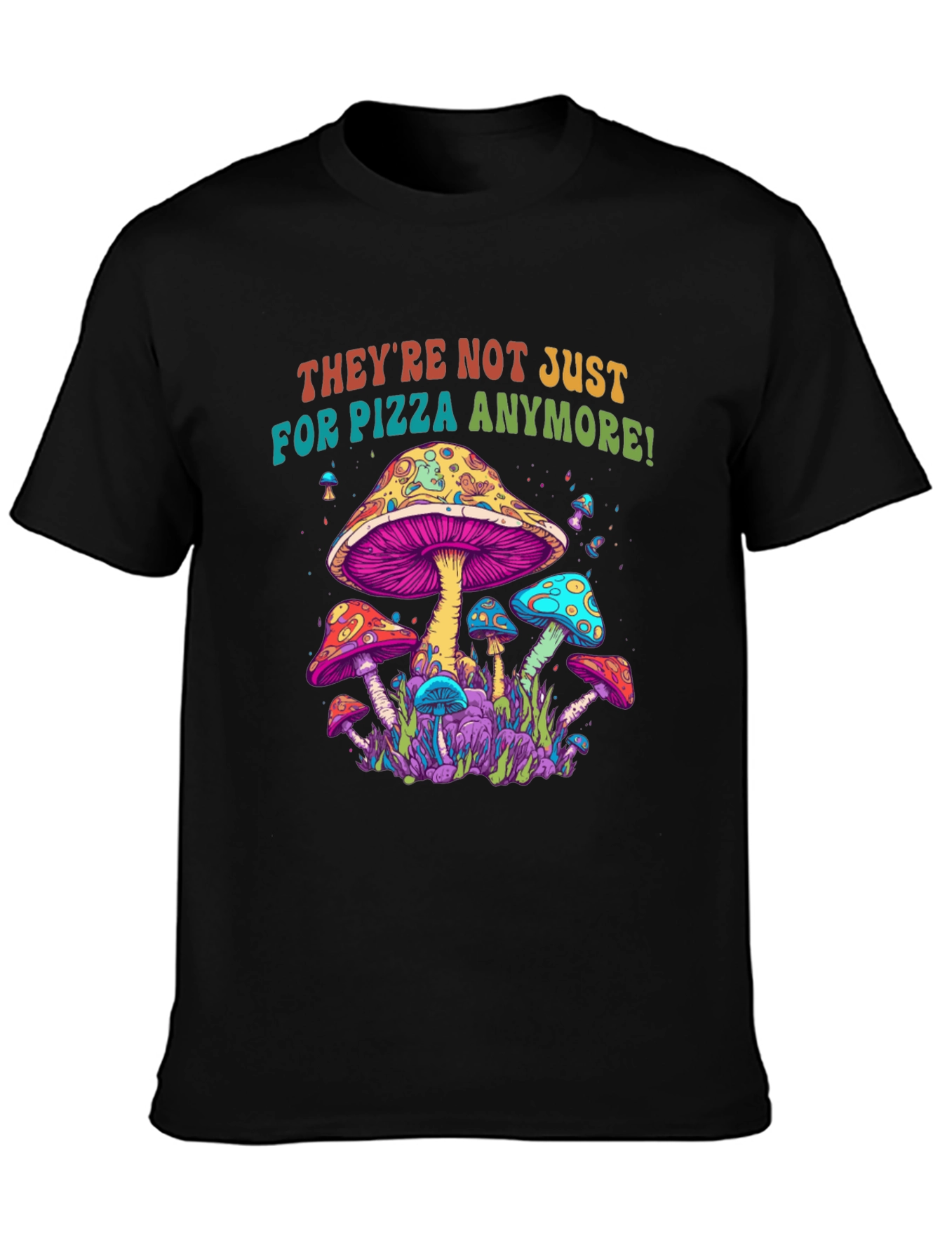 Black Psychedelic Mushroom Graphic Tee view 3