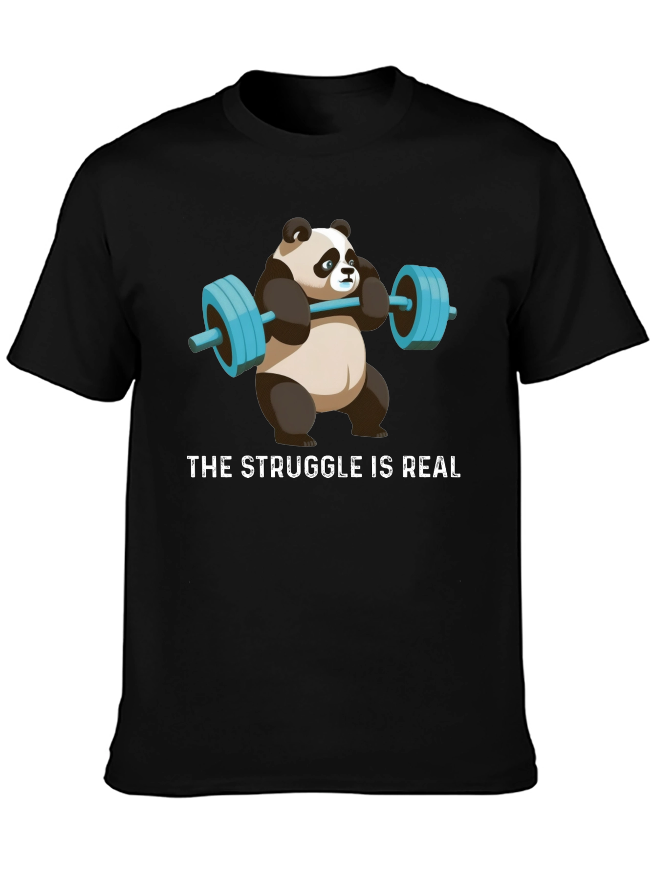 Black Weightlifting Panda T-Shirt - Funny Gym Apparel view 3